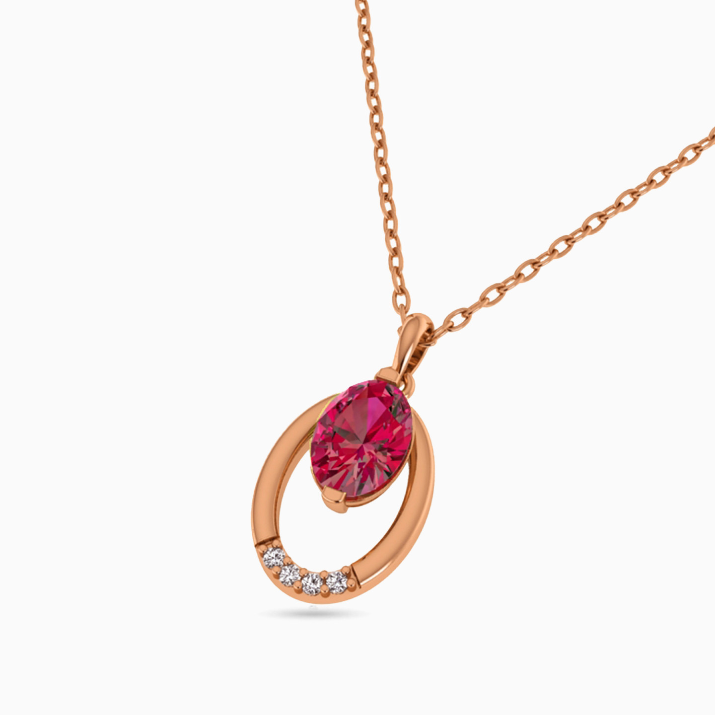 18K Gold Diamond & Colored Stones Pendant Necklace - 2