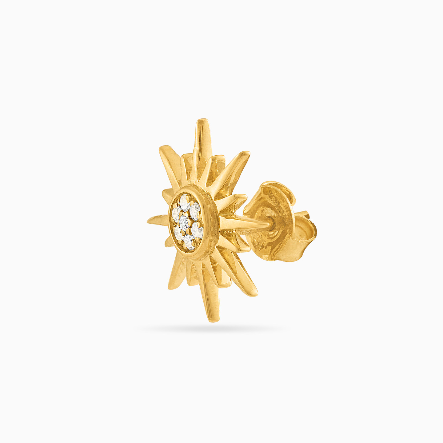 Sun Diamond Stud Earrings in 18K Gold - 3 Sun Diamond Stud Earrings in 18K Gold - 3