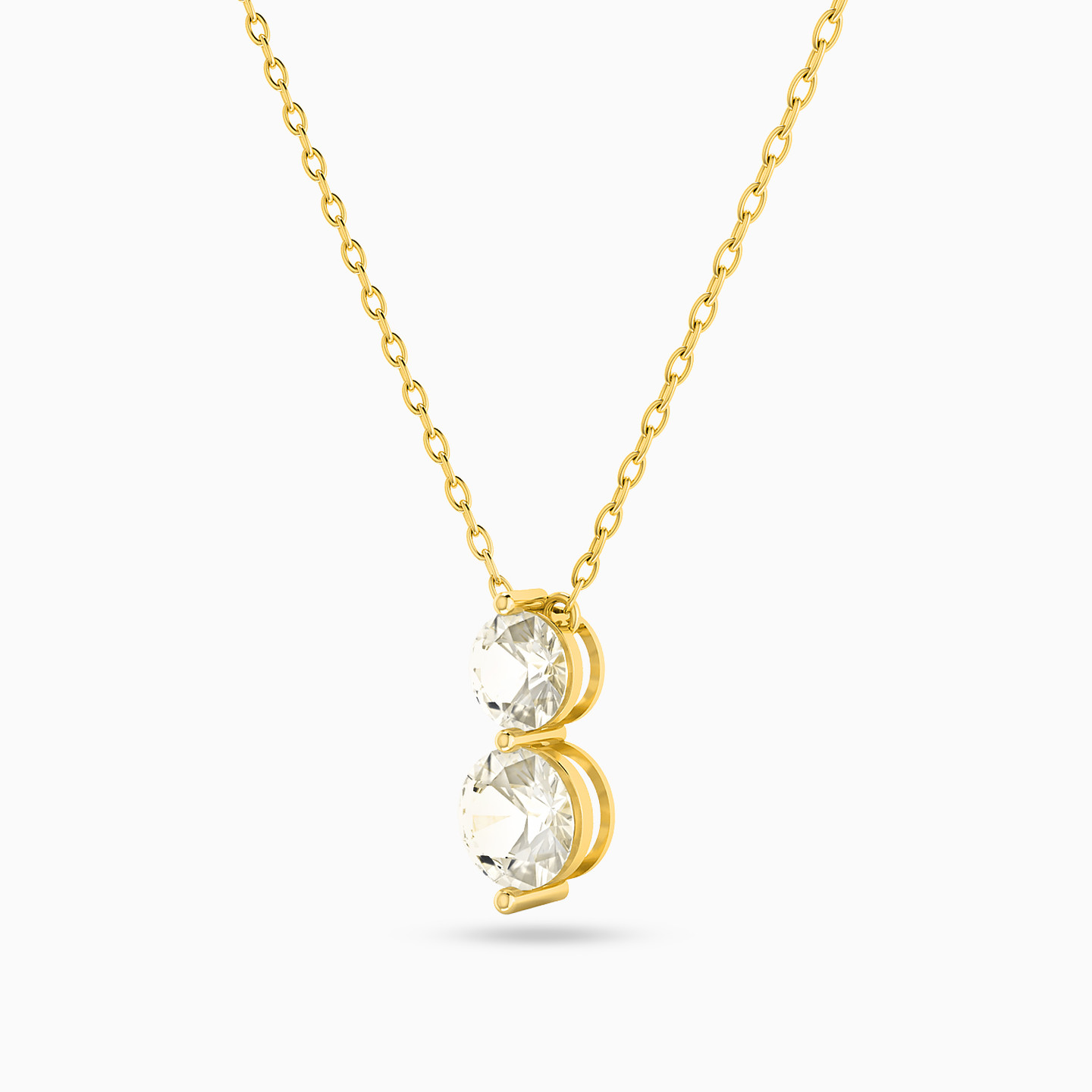 سلسلة ذهب مستديرة عيار 18 قيراط مزينة بحجر شفاف - 2 سلسلة ذهب مستديرة عيار 18 قيراط مزينة بحجر شفاف - 2