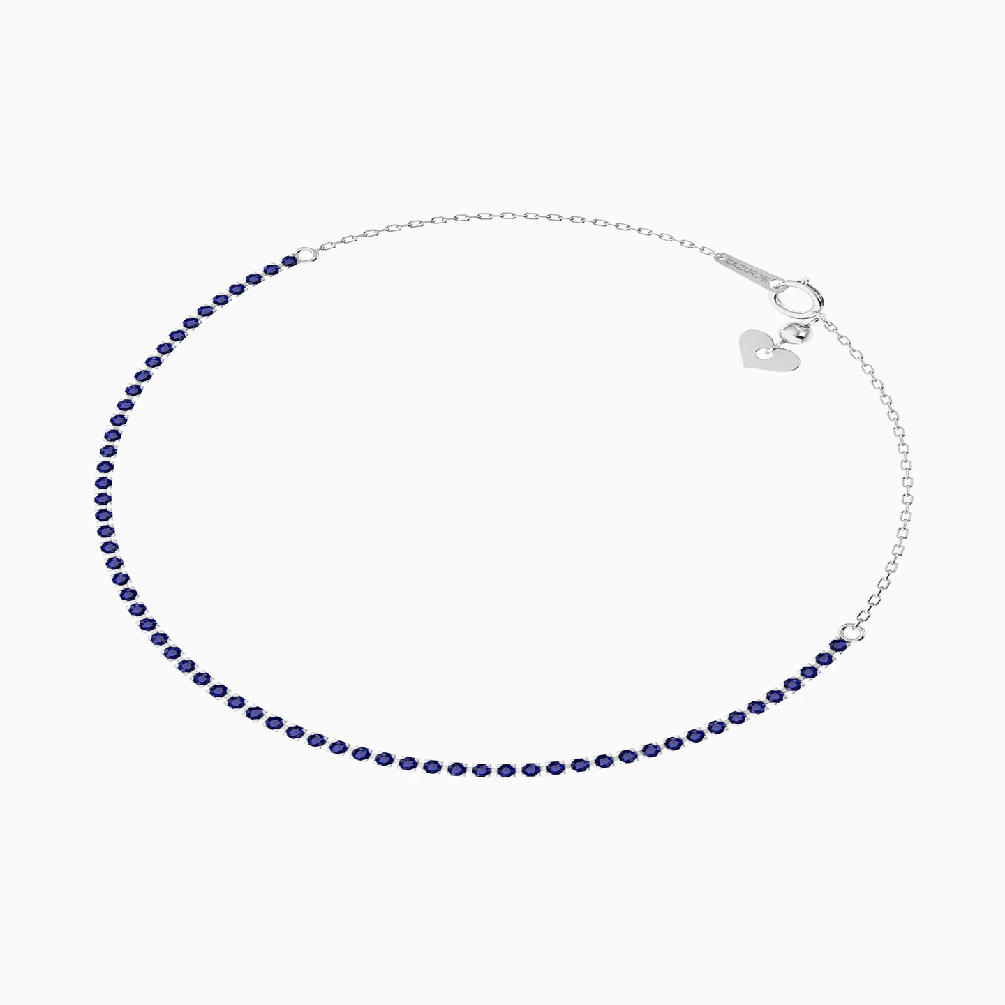 Round Blue Stone Chain Bracelet in 18K Gold - 2 Round Blue Stone Chain Bracelet in 18K Gold - 2