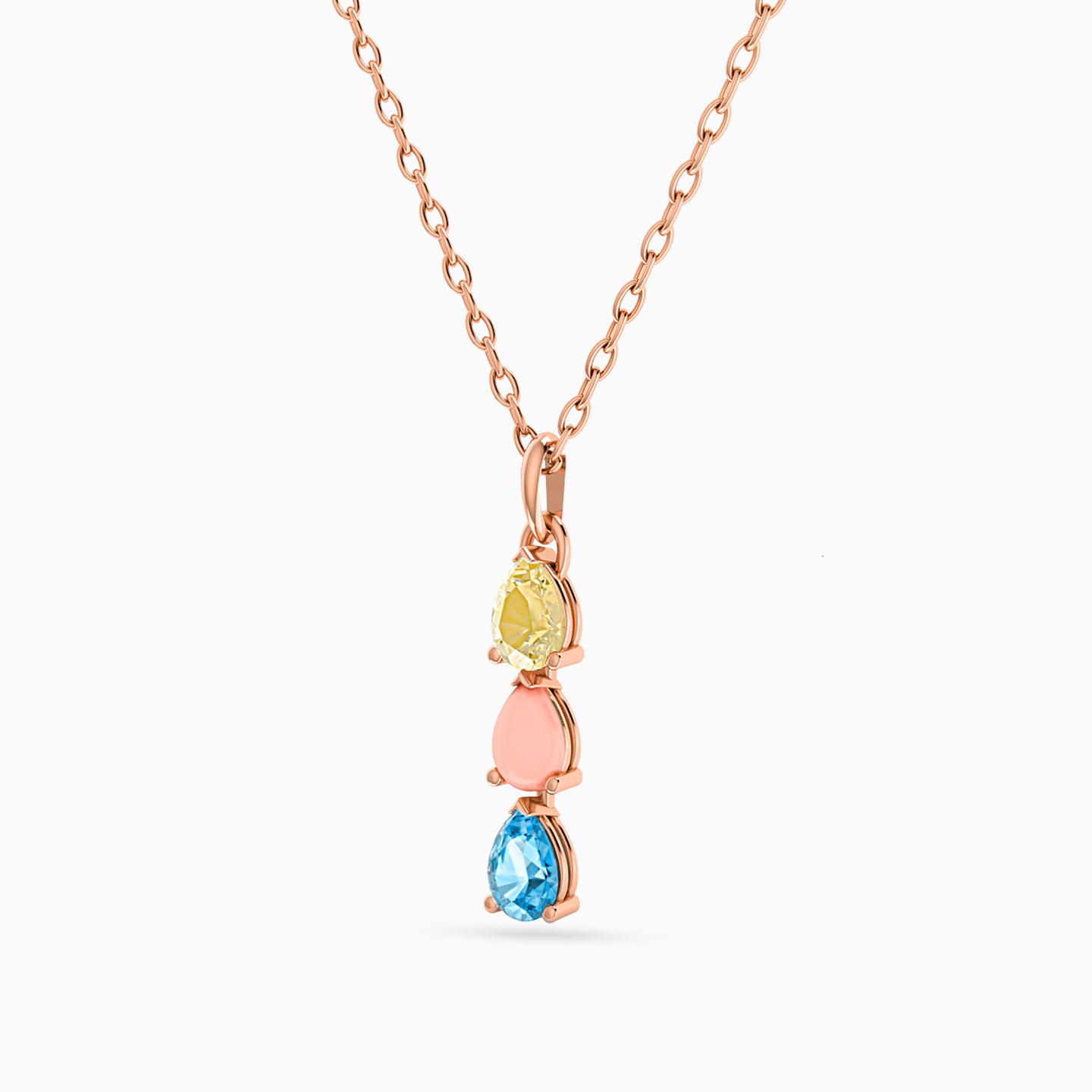 18K Gold Colored Stones Pendant Necklace - 2