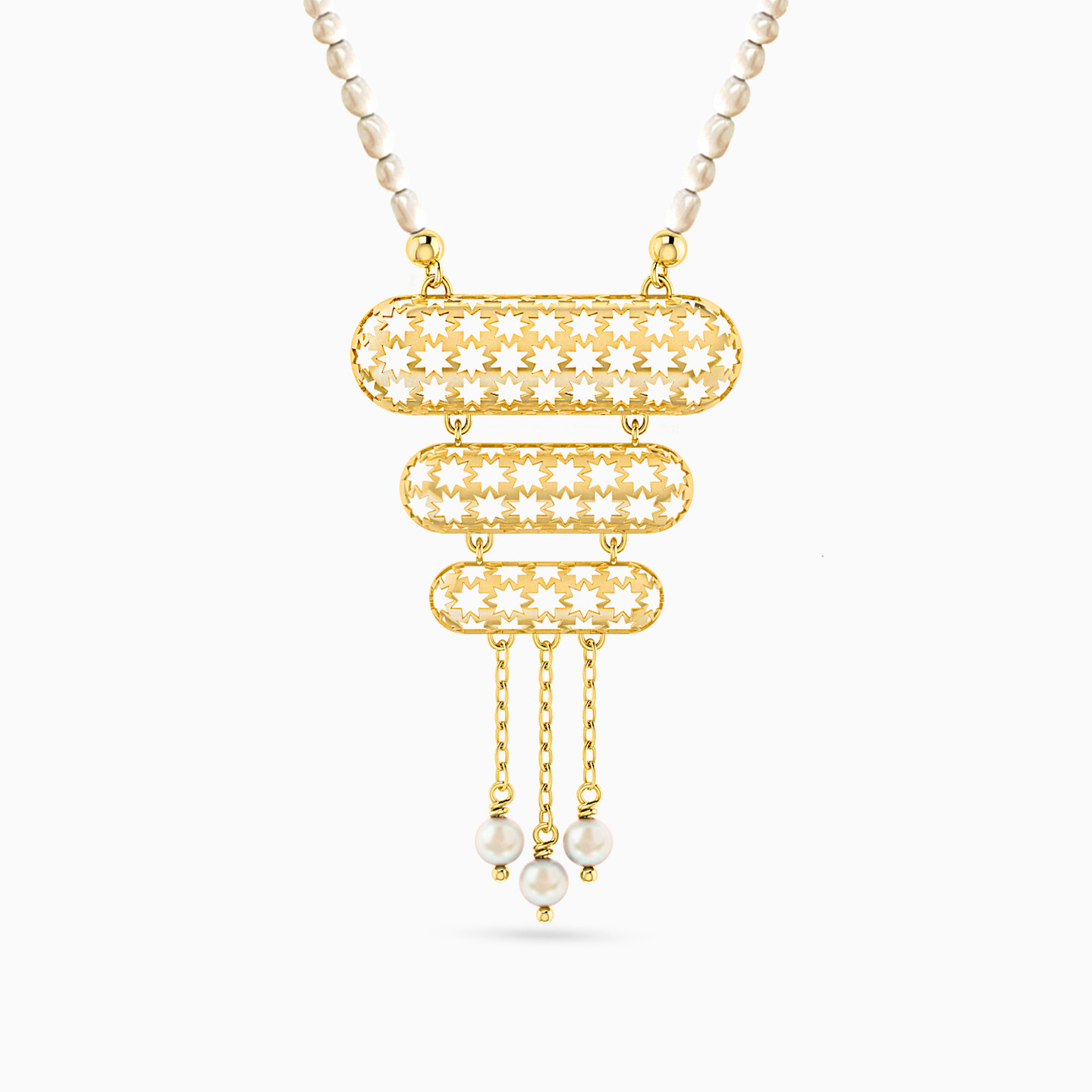 18K Gold Pearls Pendant Necklace