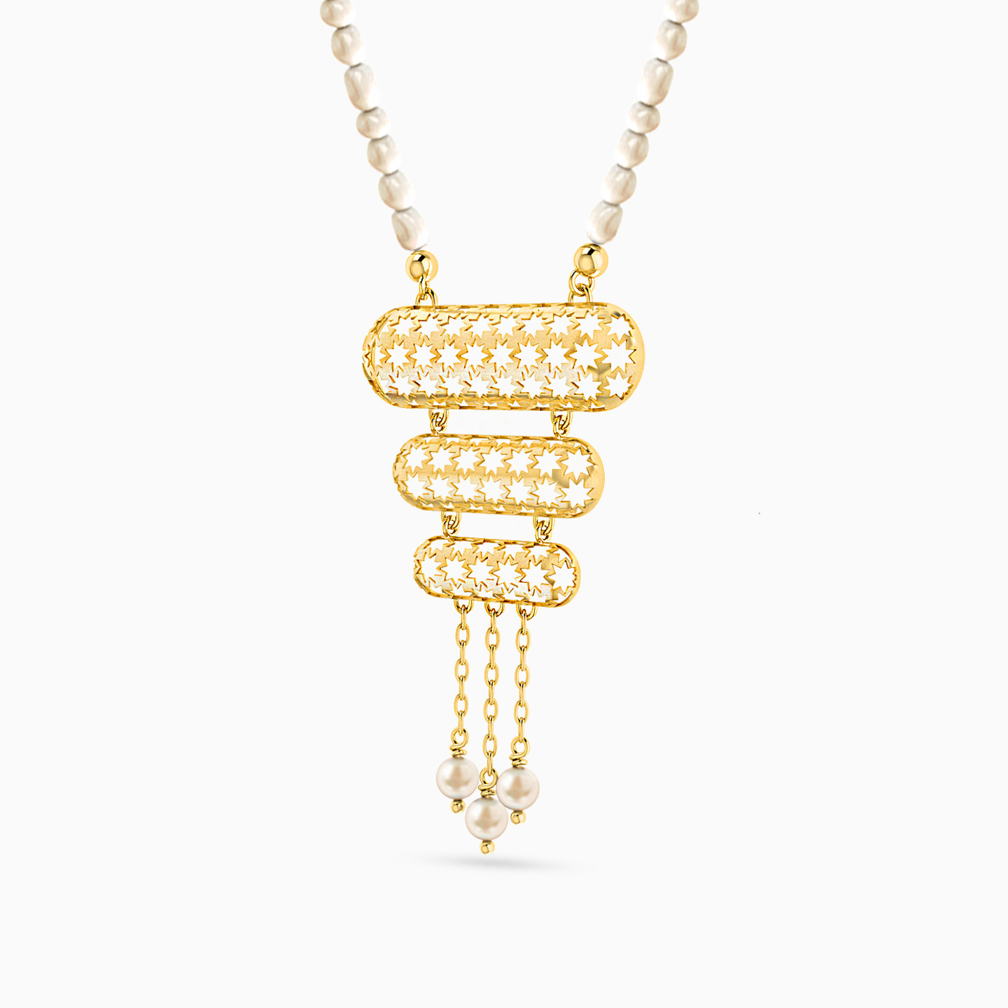 18K Gold Pearls Pendant Necklace - 2