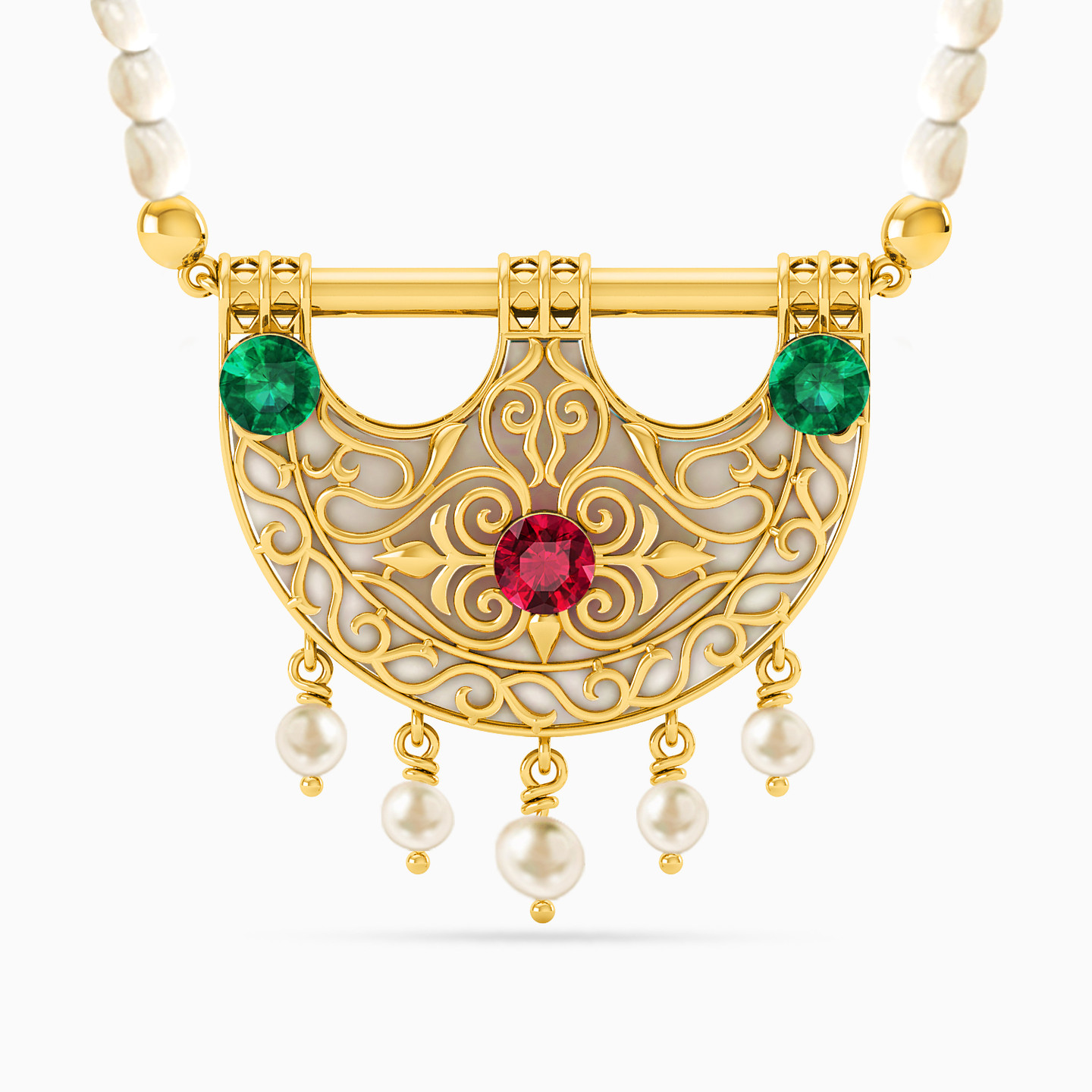 Arabesque Colored Stones Necklace in 18K Gold Arabesque Colored Stones Necklace in 18K Gold