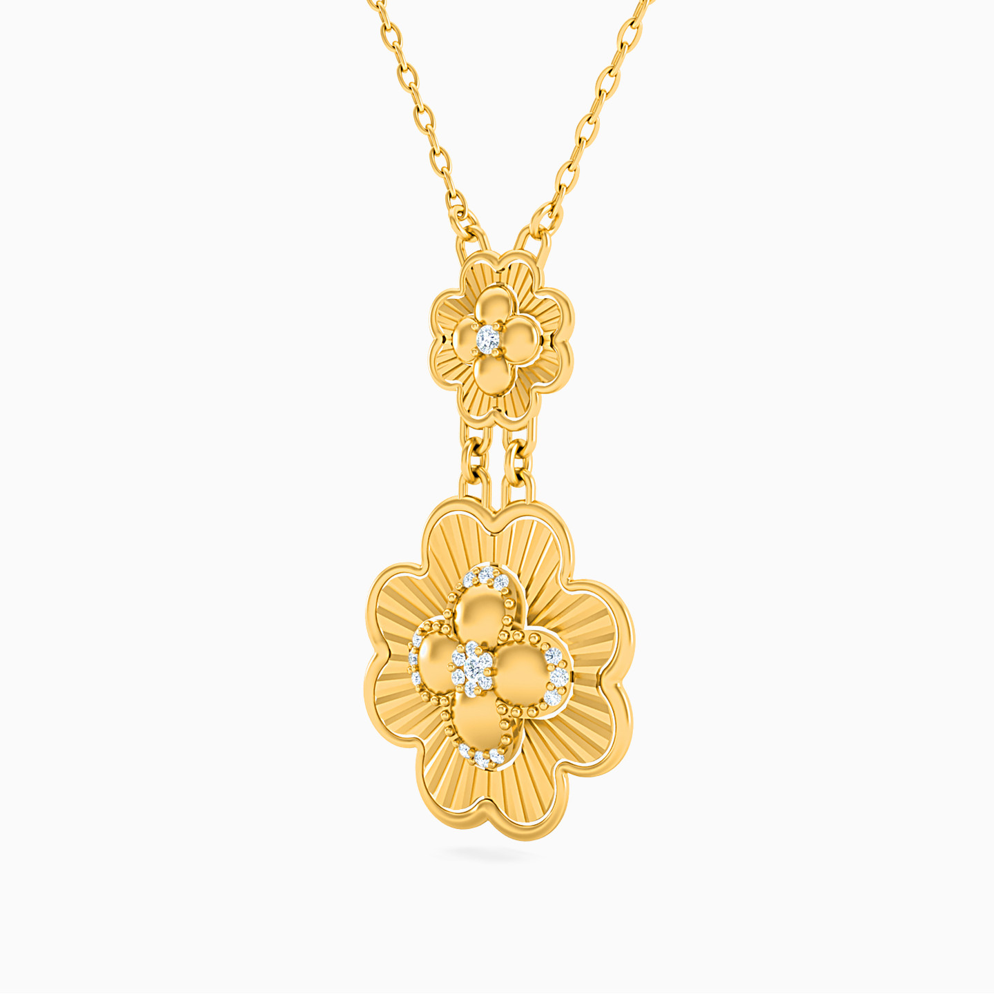 سلسلة ذهب زهرة عيار 18 قيراط مزينة بالألماس - 2 سلسلة ذهب زهرة عيار 18 قيراط مزينة بالألماس - 2