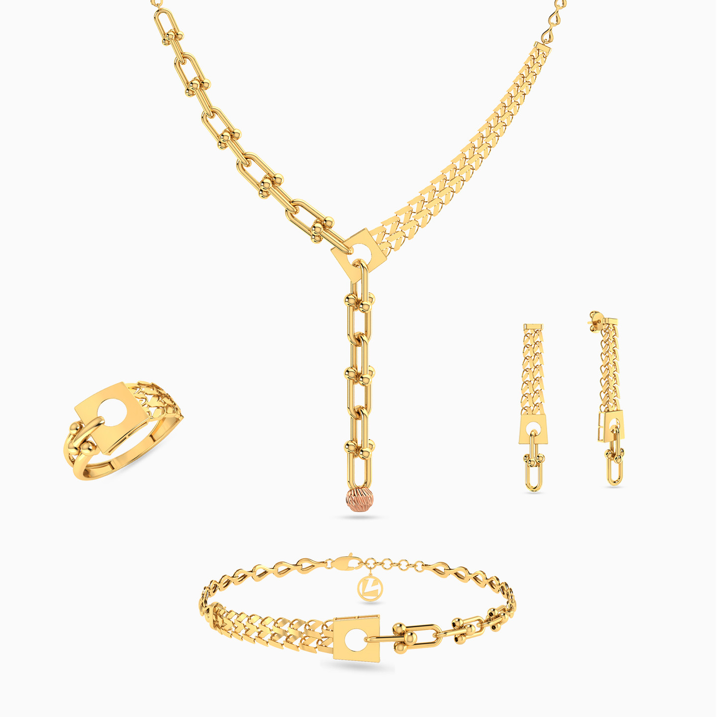 21K Gold Jewelry Set - 4 Pieces