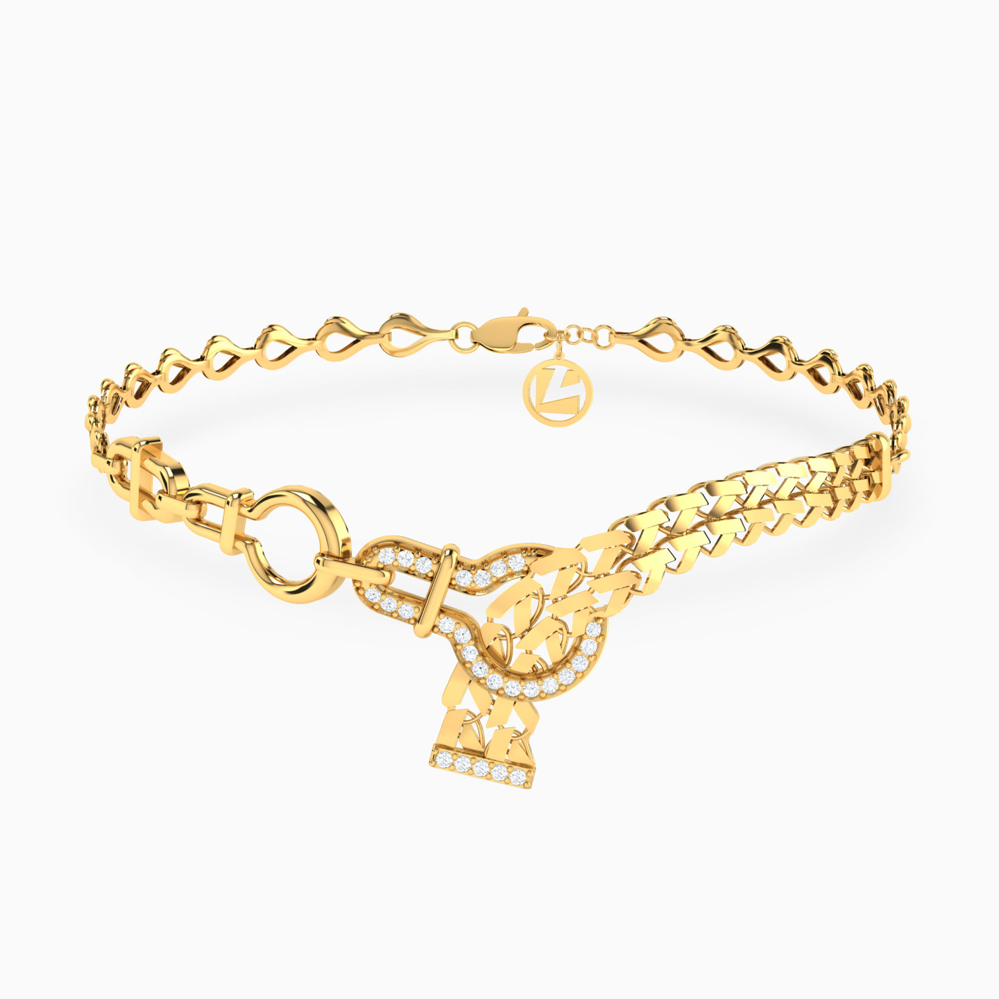 طقم ذهب حلقات عيار 21 قيراط مزين بأحجار الزركون (4 قطع) - 3 طقم ذهب حلقات عيار 21 قيراط مزين بأحجار الزركون (4 قطع) - 3