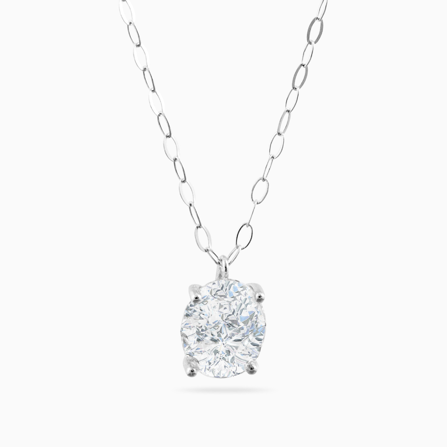 Round Cubic Zirconia Necklace in 18K Gold Round Cubic Zirconia Necklace in 18K Gold