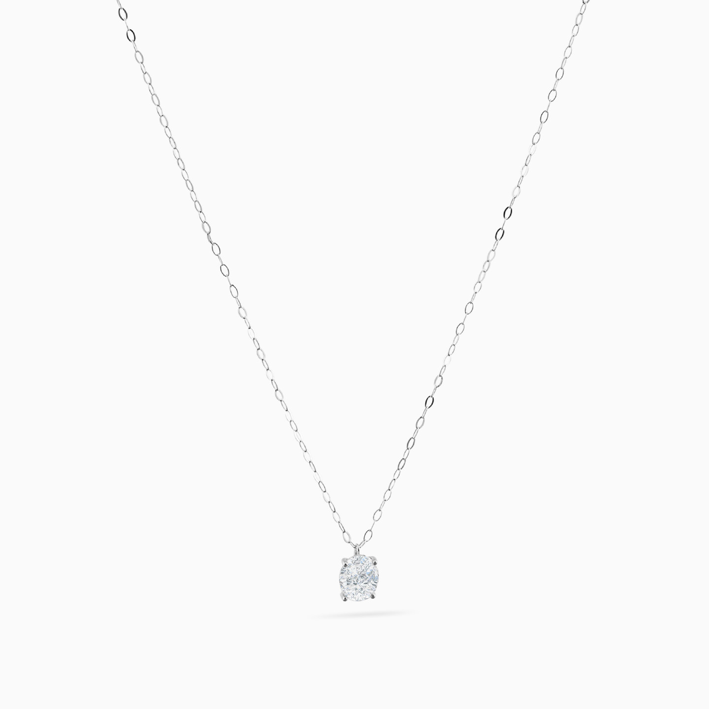 Round Cubic Zirconia Necklace in 18K Gold - 3 Round Cubic Zirconia Necklace in 18K Gold - 3