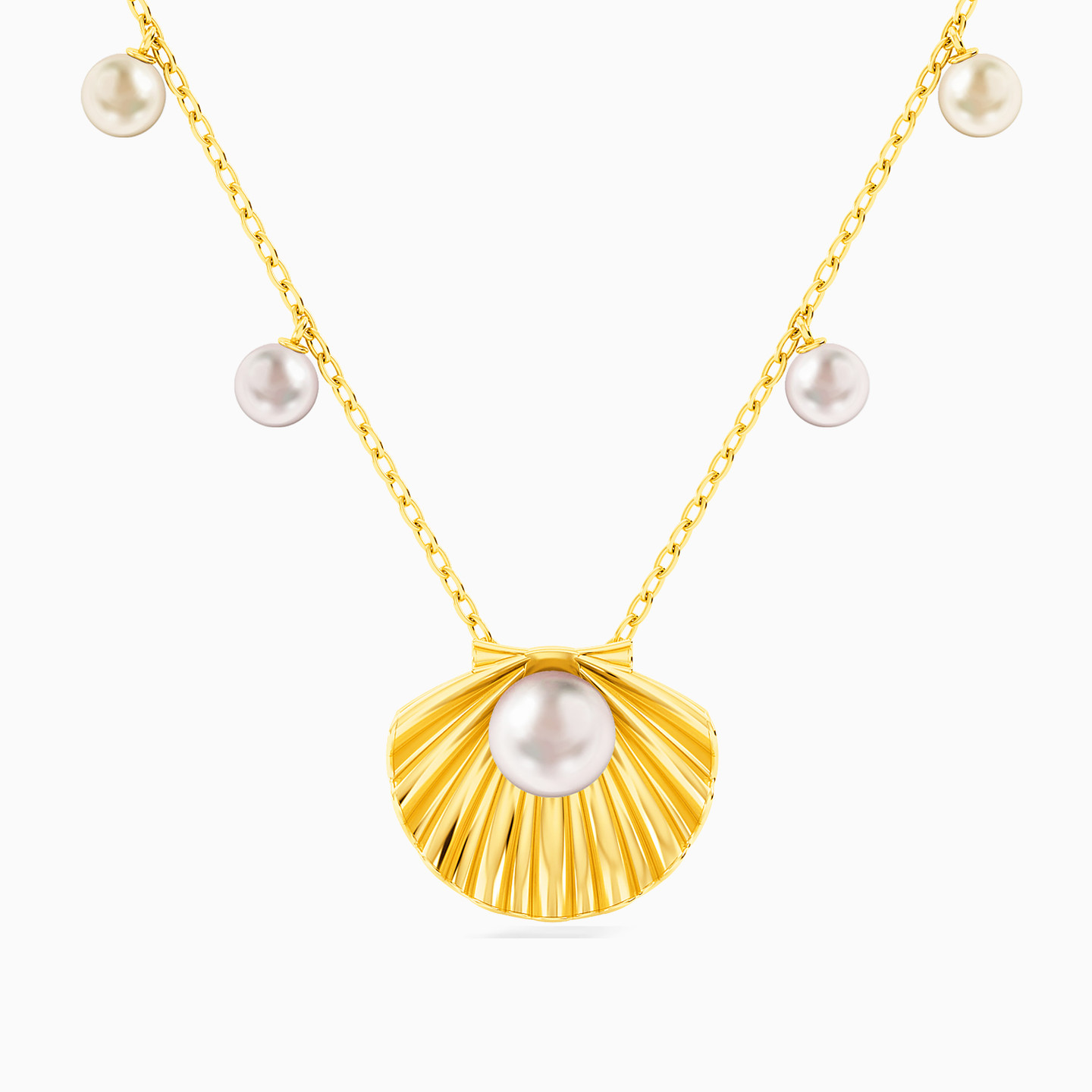 Seashell Pearl Necklace in 18K Gold