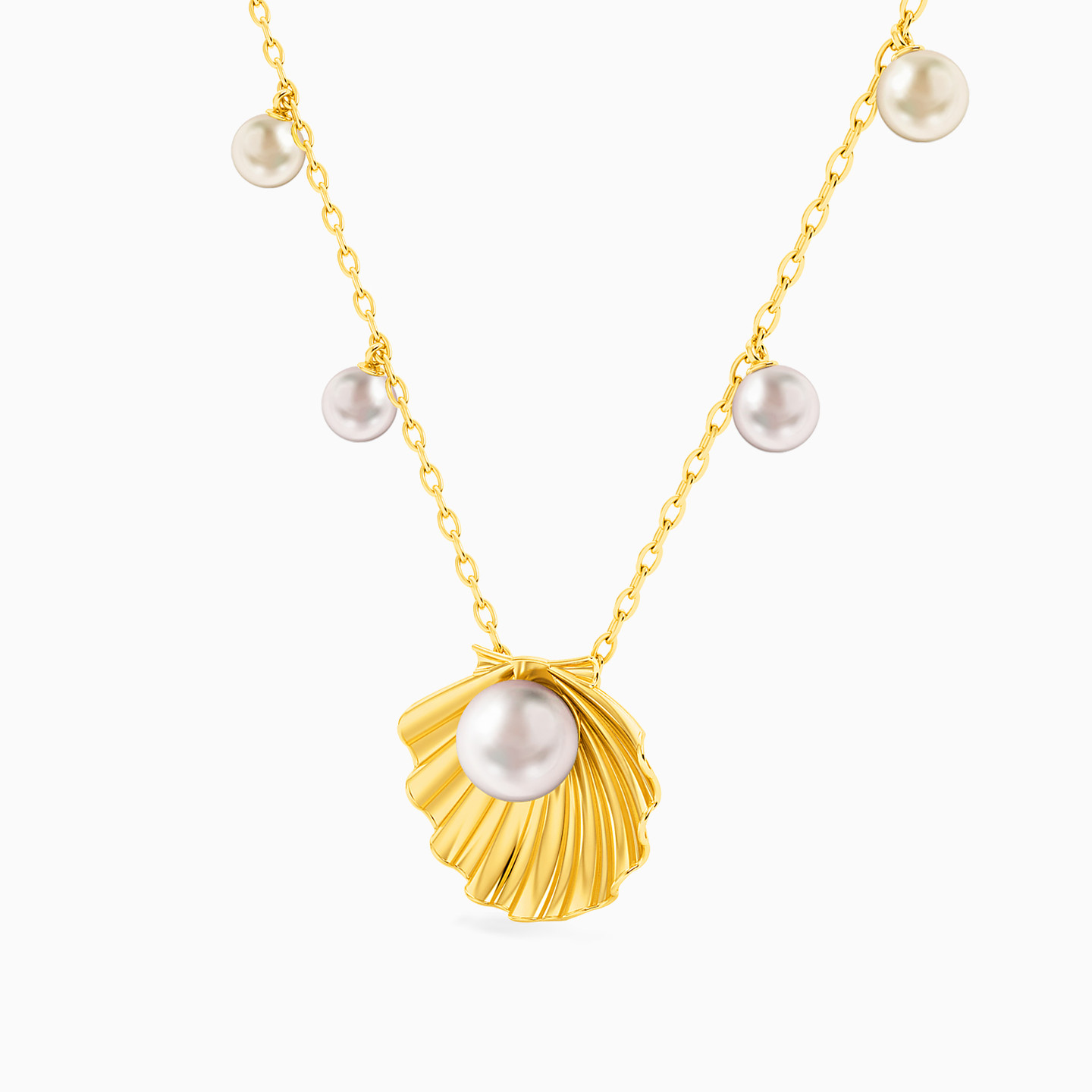 Seashell Pearl Necklace in 18K Gold - 2