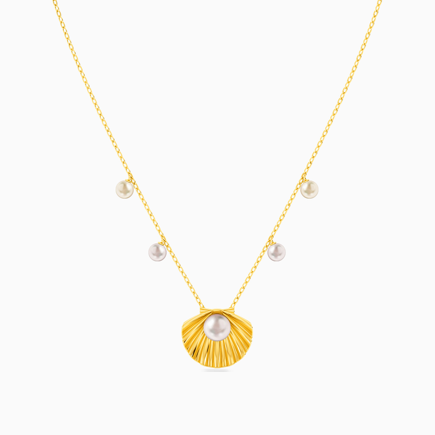 Seashell Pearl Necklace in 18K Gold - 3