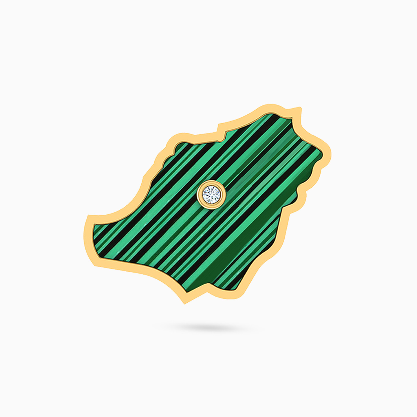 KSA Map Diamond & Green Stones Pin 18K Gold KSA Map Diamond & Green Stones Pin 18K Gold