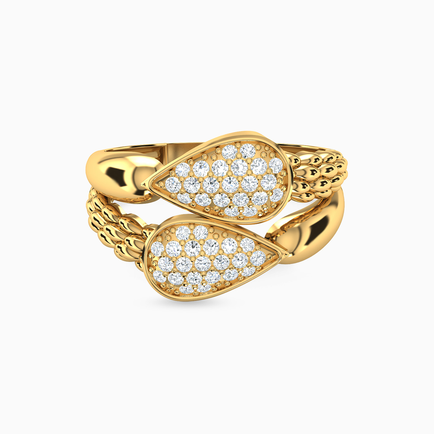 Teardrop Cubic Zirconia Set in 21K Gold (2 Pieces) - 3 Teardrop Cubic Zirconia Set in 21K Gold (2 Pieces) - 3