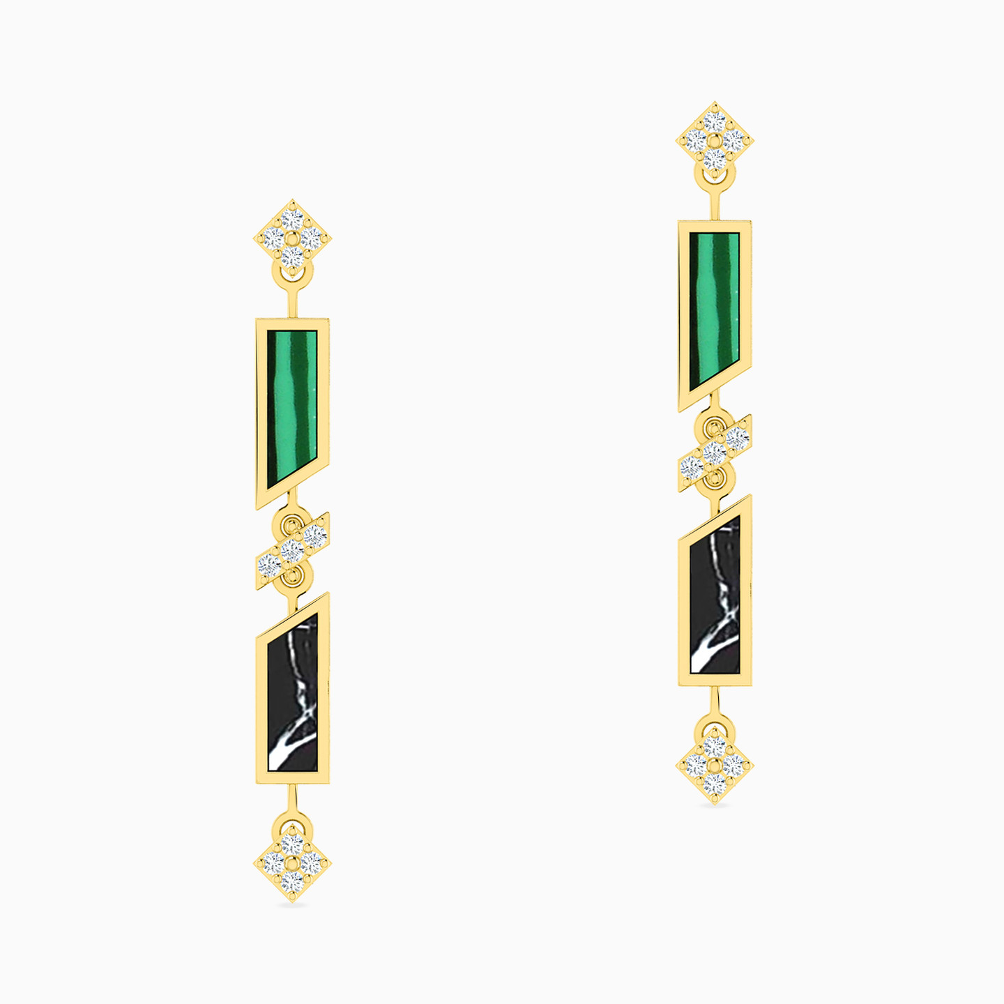 18K Gold Colored Stones Drop Earrings