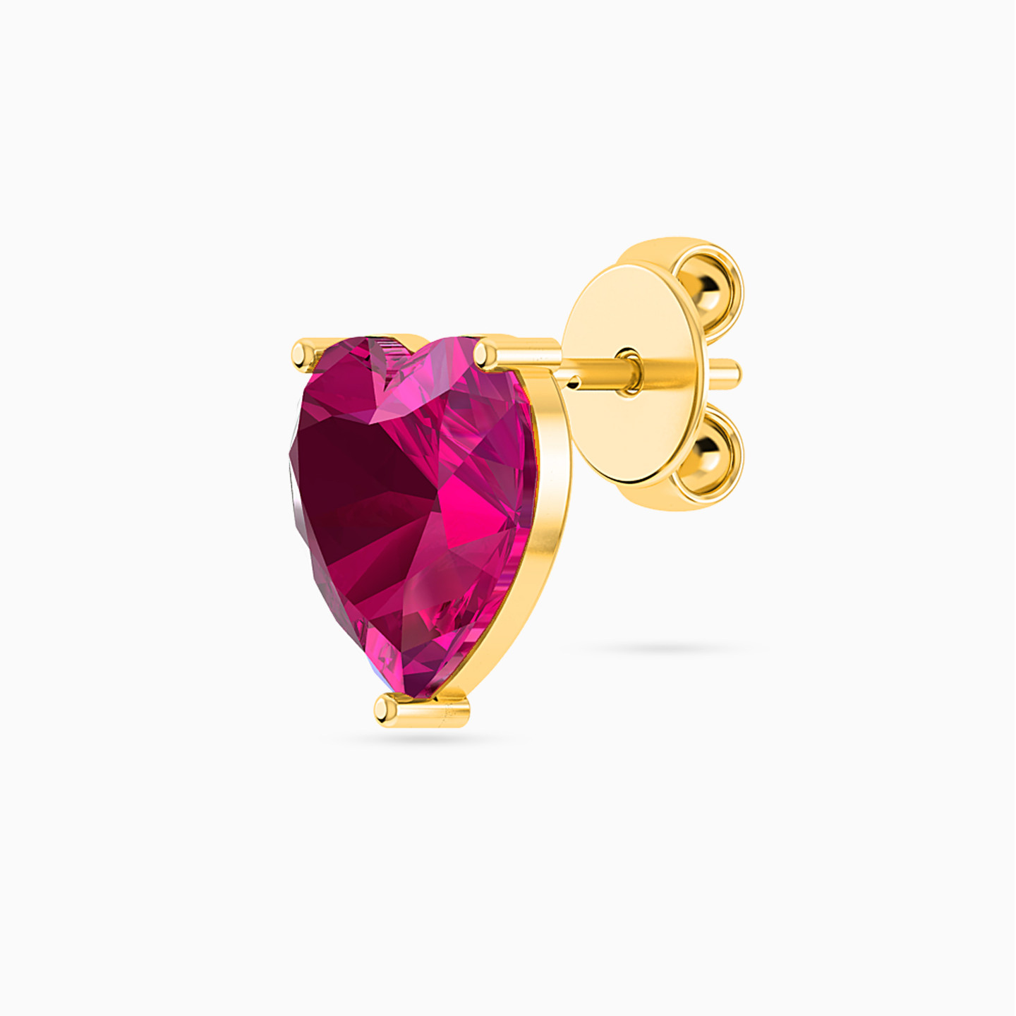 Heart Rose Stone Stud Earrings in 18K Gold - 3 Heart Rose Stone Stud Earrings in 18K Gold - 3