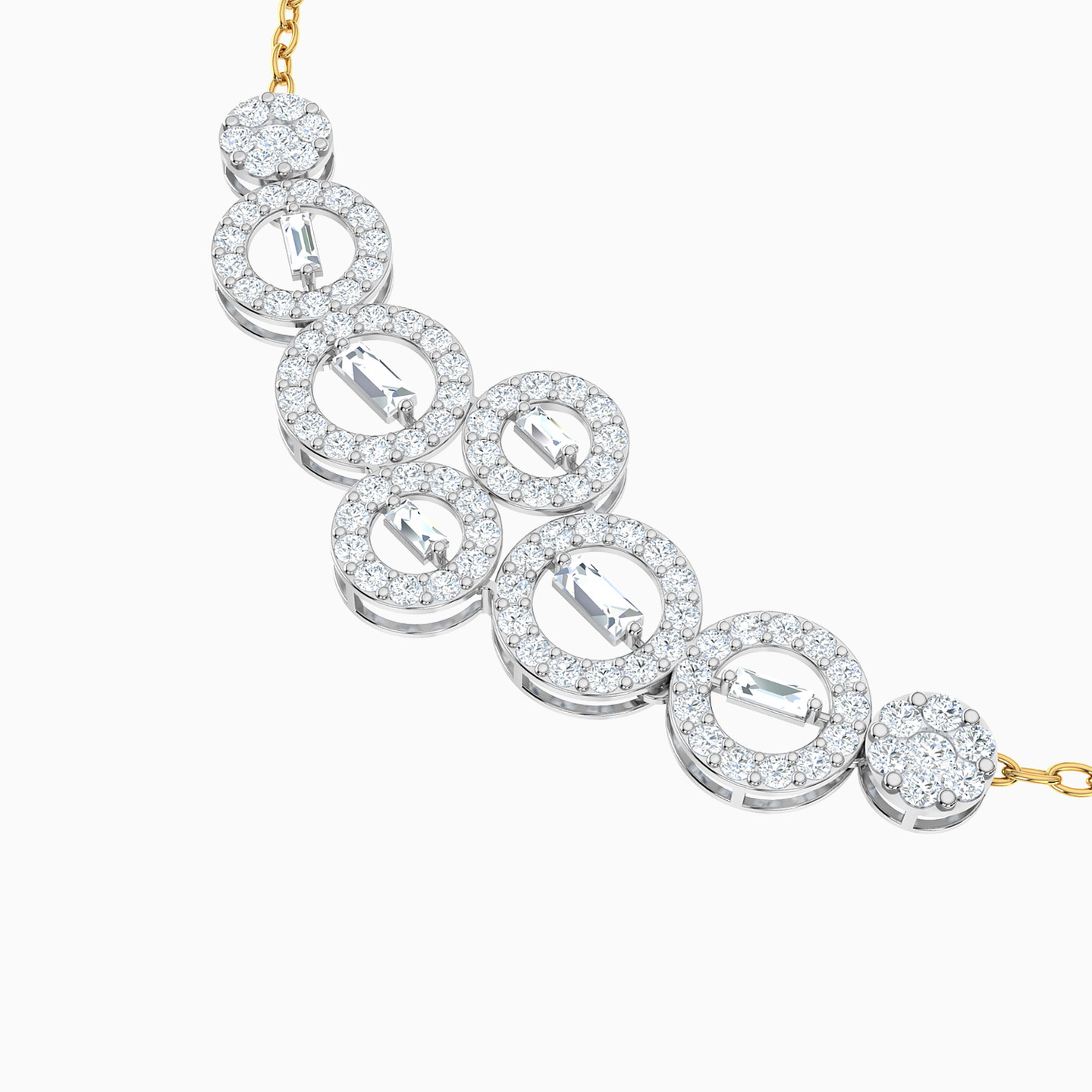 Circle Cubic Zirconia Chain Bracelet in 18K Gold - 3 Circle Cubic Zirconia Chain Bracelet in 18K Gold - 3