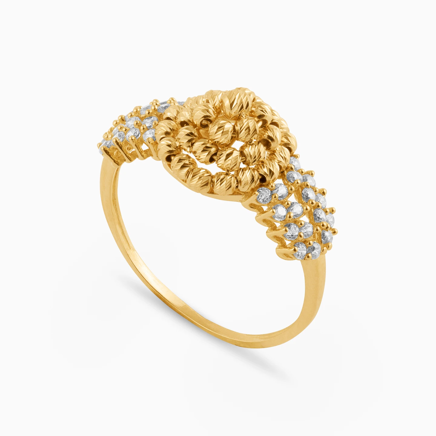 Flower Cubic Zirconia Ring in 21K Gold - 2 Flower Cubic Zirconia Ring in 21K Gold - 2
