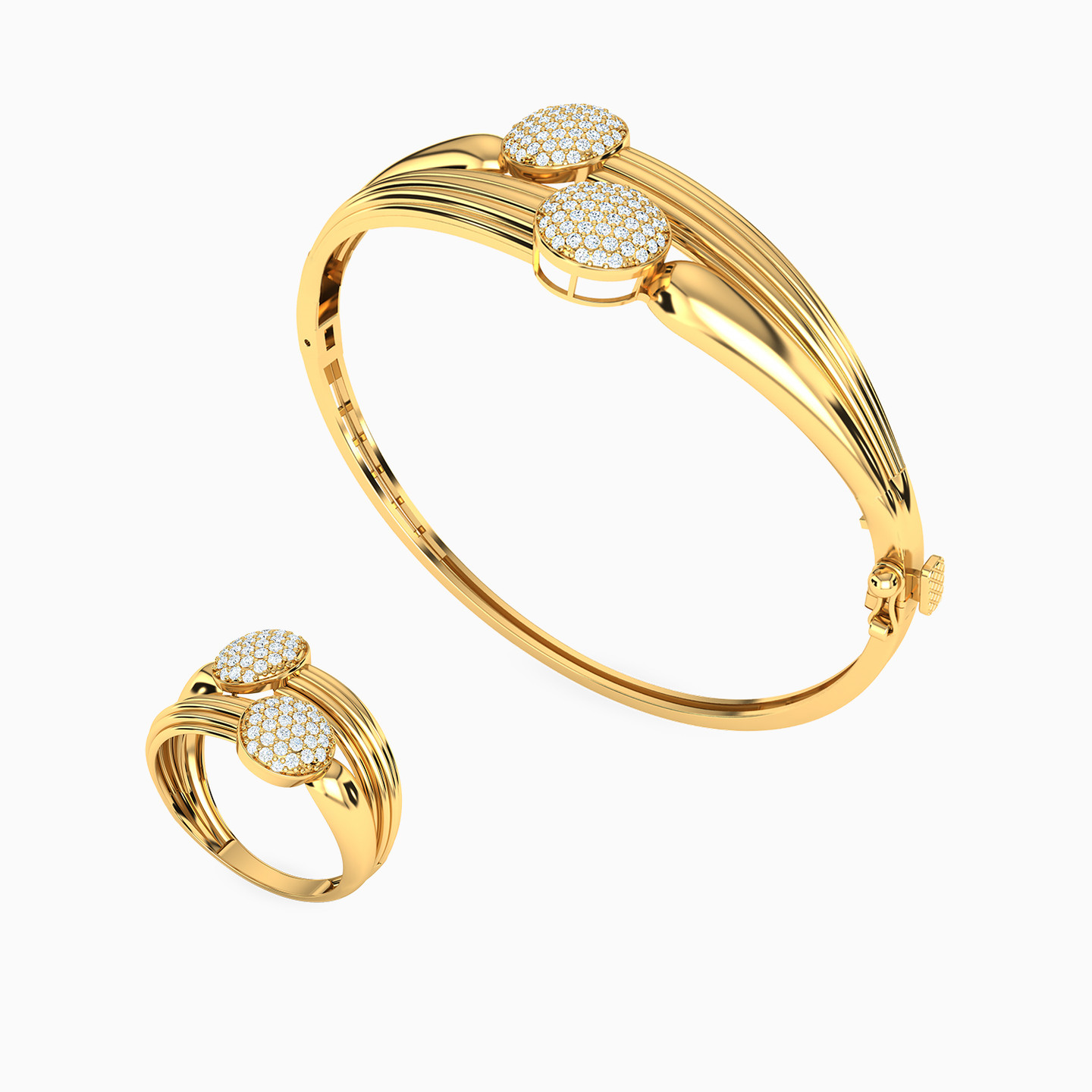 Circle Cubic Zirconia Half Set in 21K Gold (2 Pieces) | L'azurde KSA