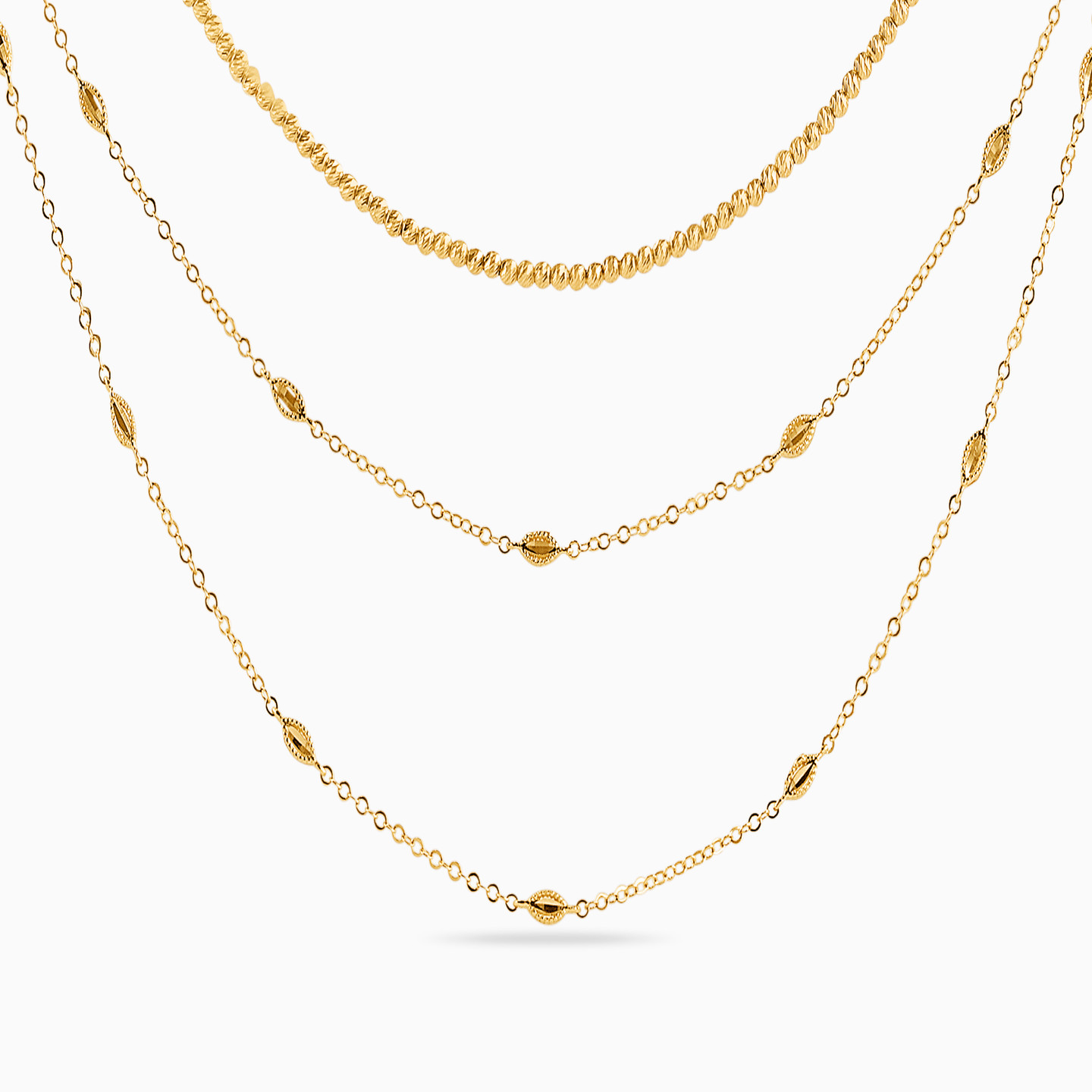 Beaded Layered Necklace in 18K Gold