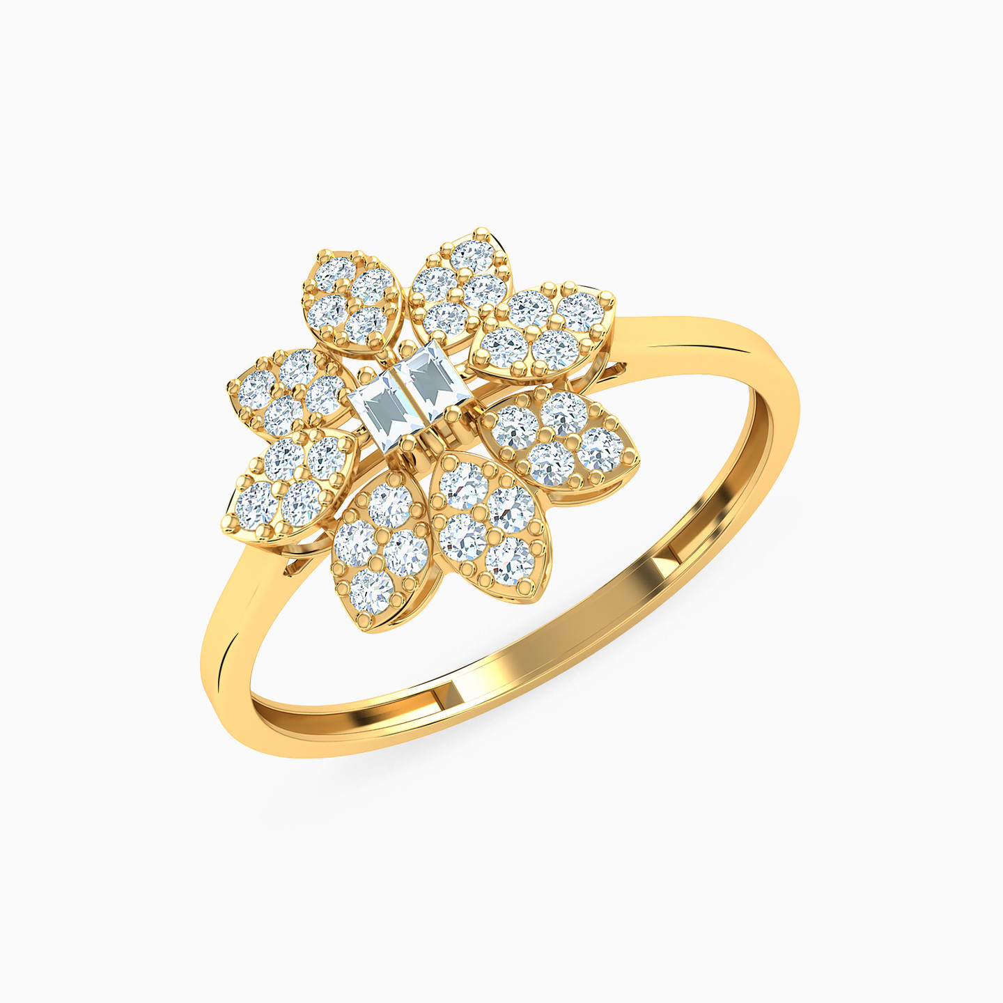 Flower Cubic Zirconia Full Set in 18K Gold (4 Pieces) - 3 Flower Cubic Zirconia Full Set in 18K Gold (4 Pieces) - 3
