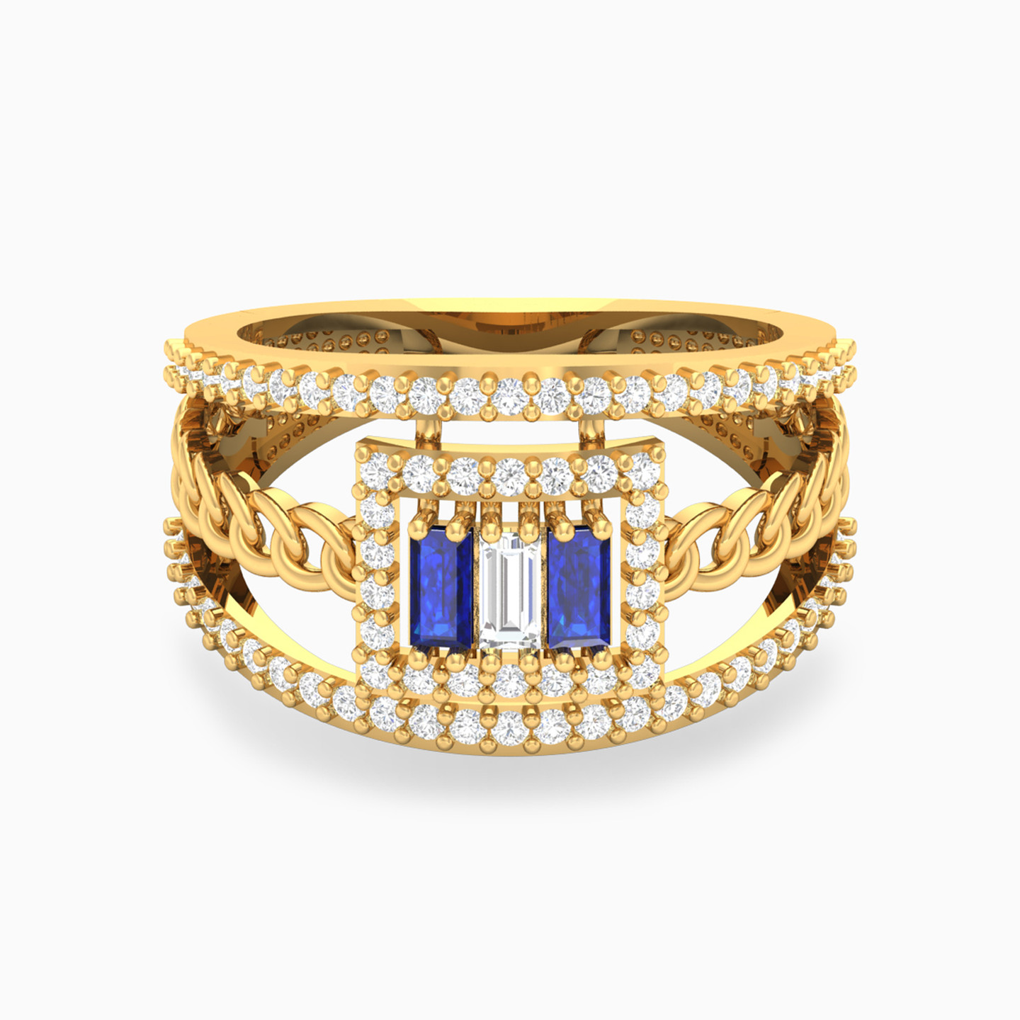 18K Gold Colored Stones Statement Ring