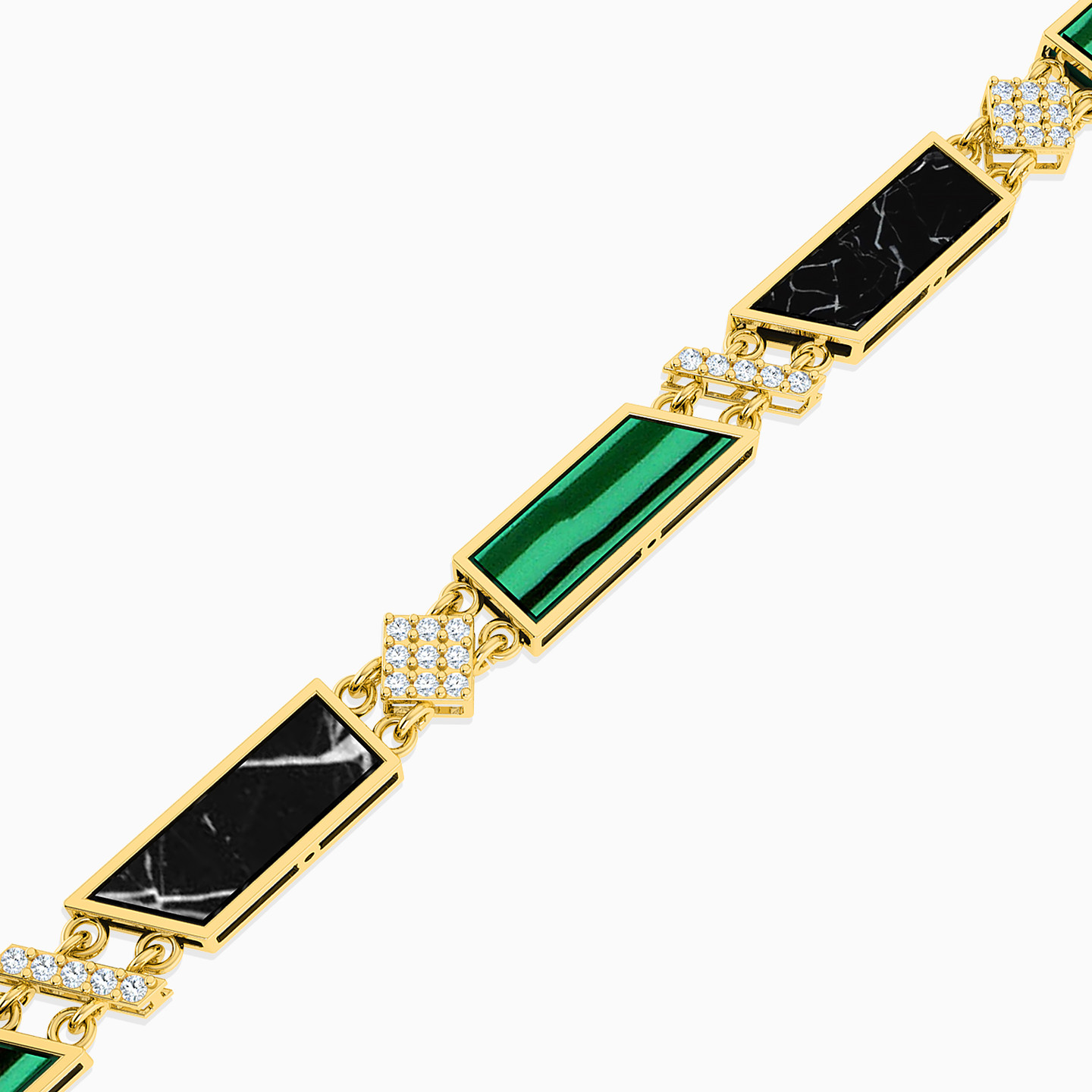 18K Gold Colored Stones Chain Bracelet - 2