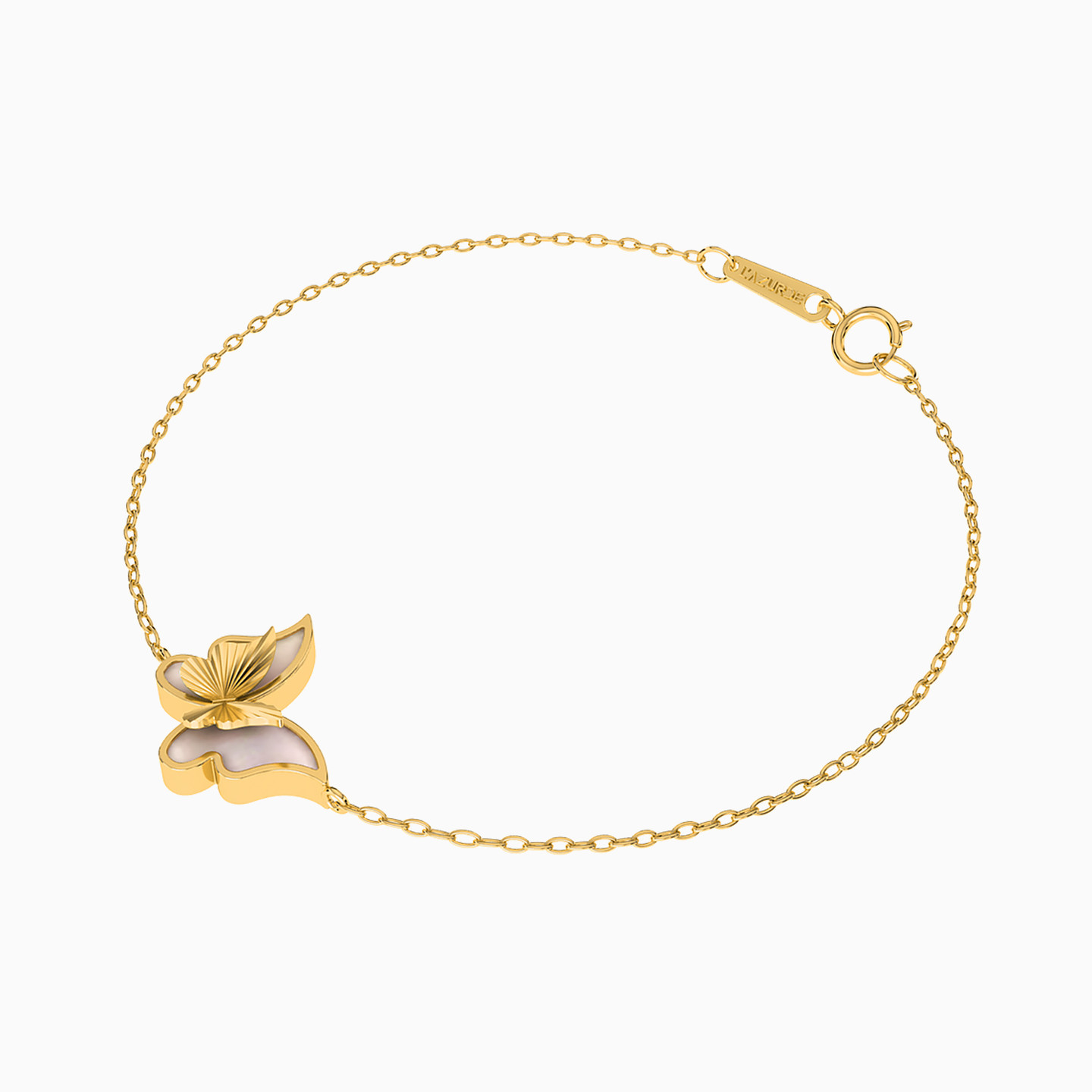 Butterfly Colored Stones Chain Bracelet in 18K Gold - 2 Butterfly Colored Stones Chain Bracelet in 18K Gold - 2