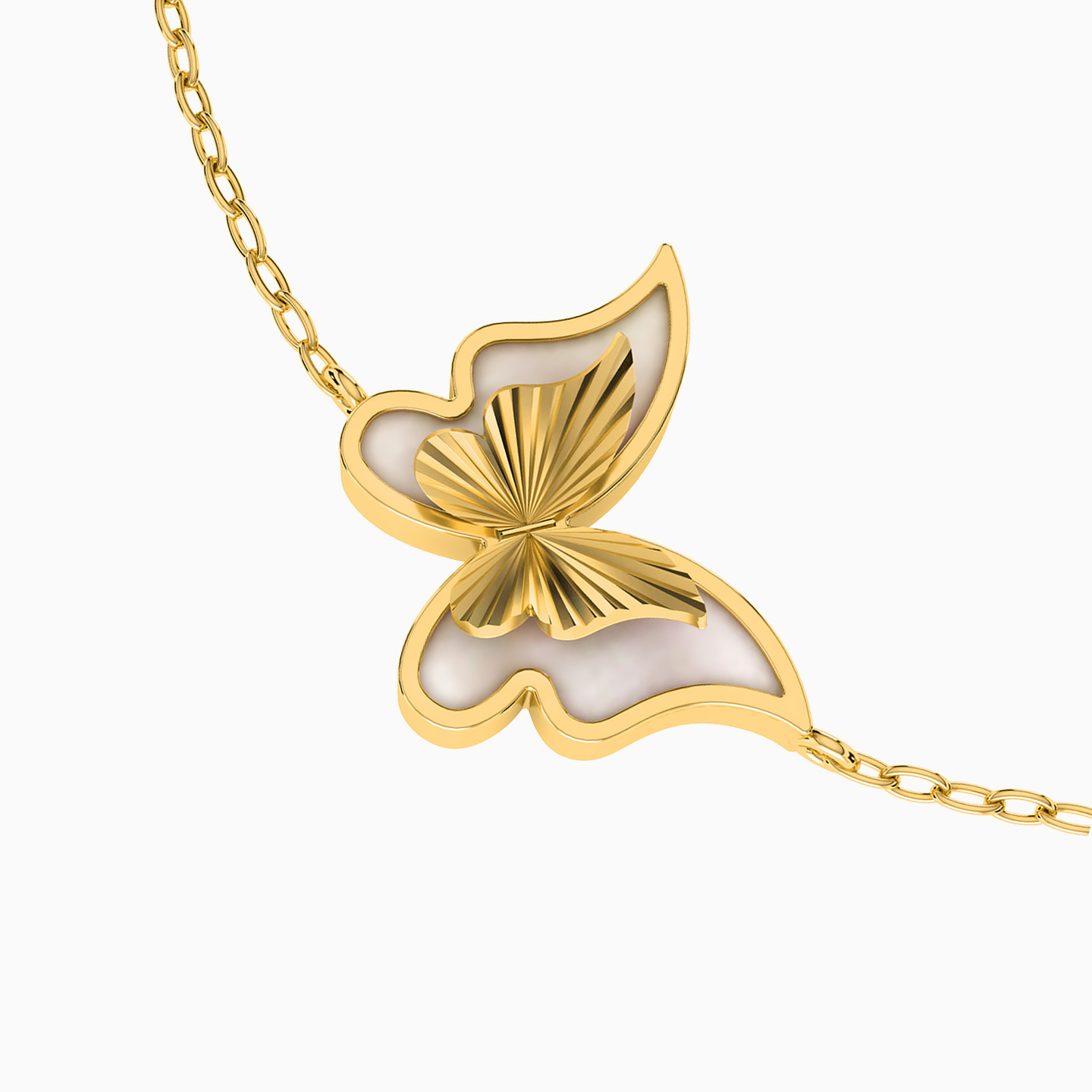 Butterfly Colored Stones Chain Bracelet in 18K Gold - 3 Butterfly Colored Stones Chain Bracelet in 18K Gold - 3