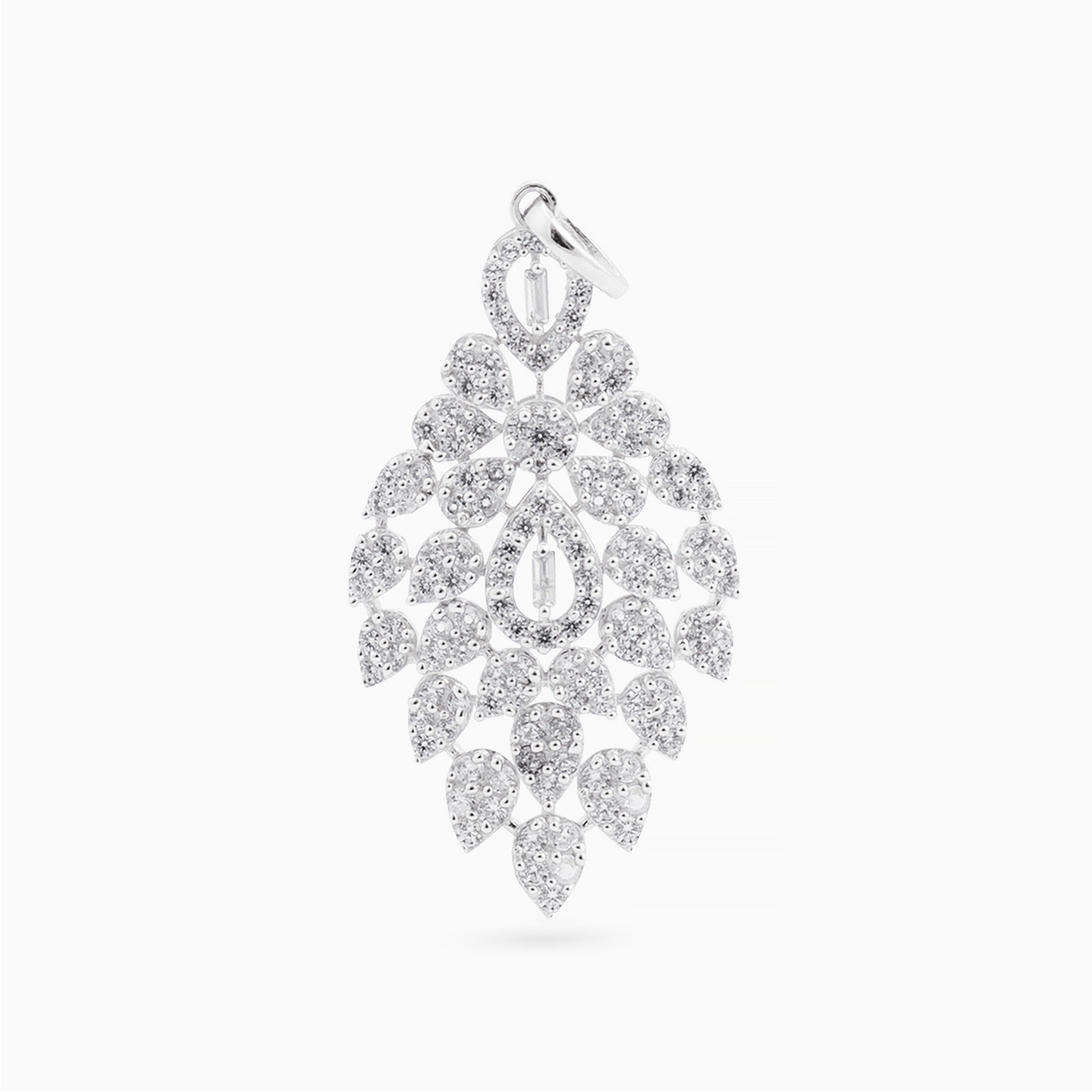 نصف طقم ذهب ورقة شجر عيار 18 قيراط مزين بأحجار الزركون (3 قطع)   - 2