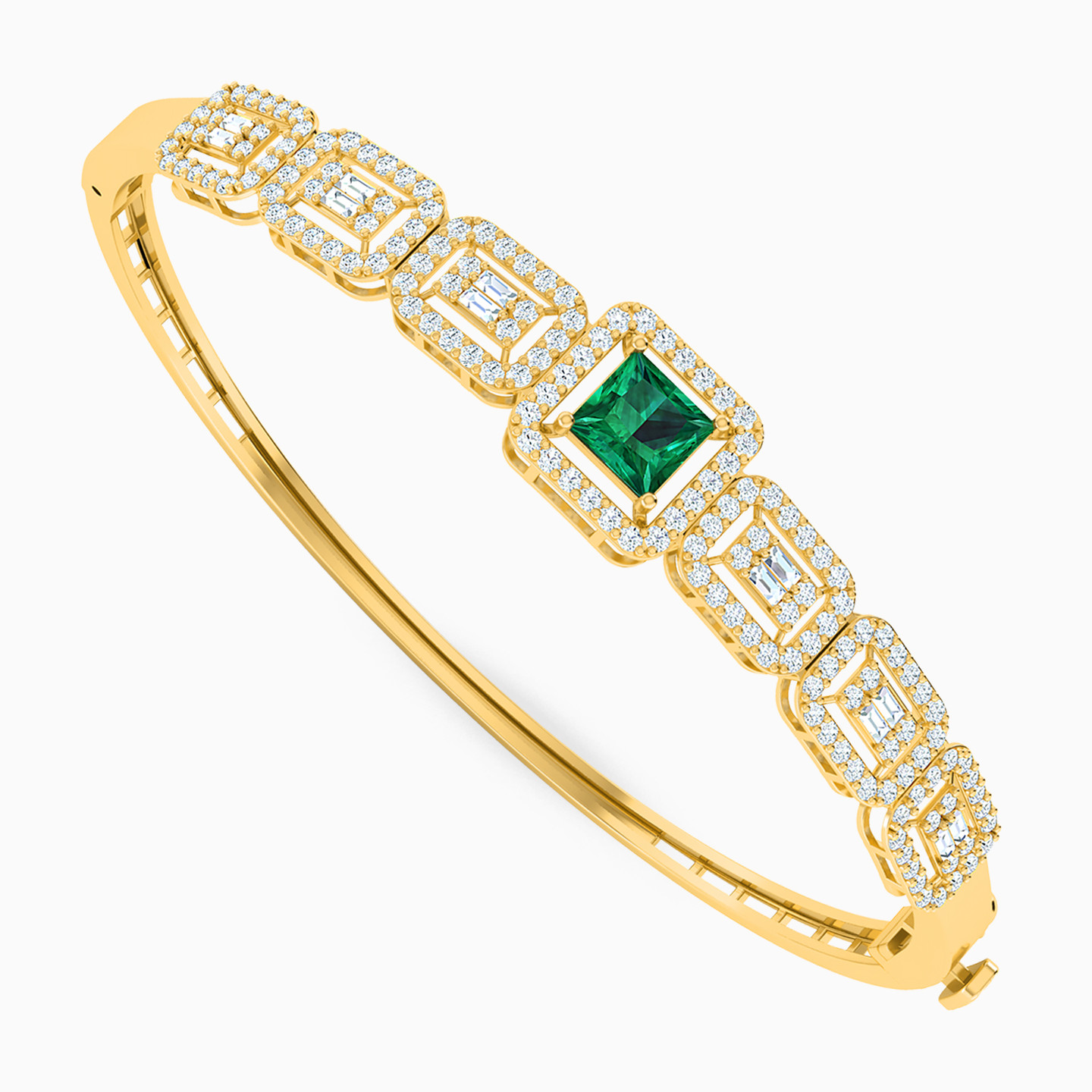 Square Green Stones Full Set in 18K Gold (2 Pieces) - 2 Square Green Stones Full Set in 18K Gold (2 Pieces) - 2
