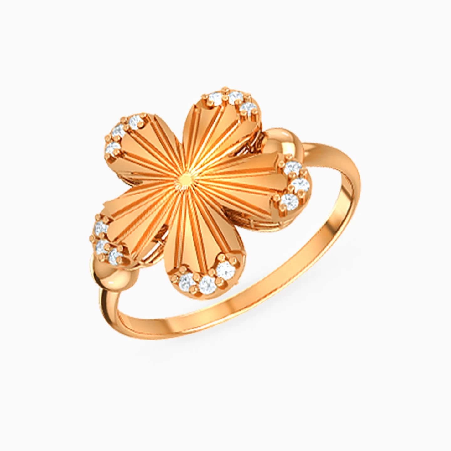 Flower Cubic Zirconia Full Set in 21K Gold (4 Pieces) - 4 Flower Cubic Zirconia Full Set in 21K Gold (4 Pieces) - 4