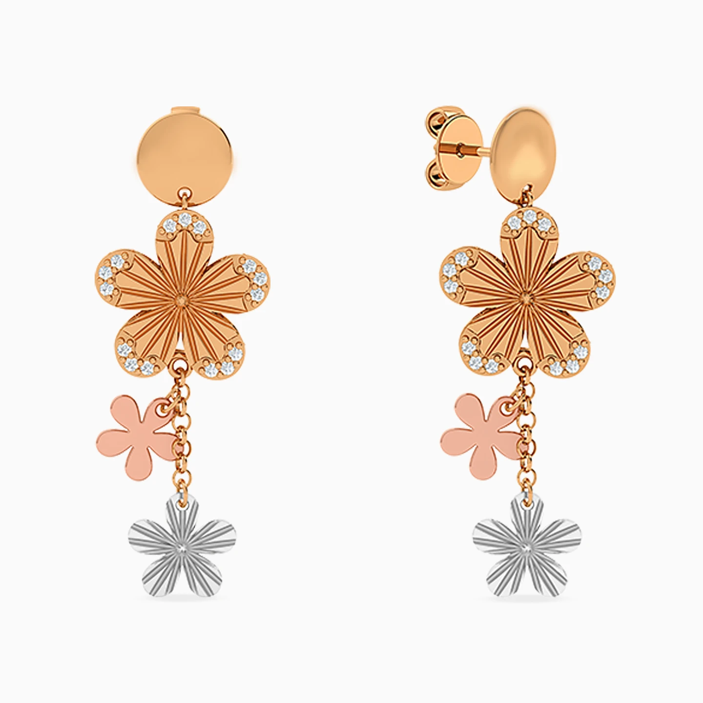 Flower Cubic Zirconia Full Set in 21K Gold (4 Pieces) - 5 Flower Cubic Zirconia Full Set in 21K Gold (4 Pieces) - 5