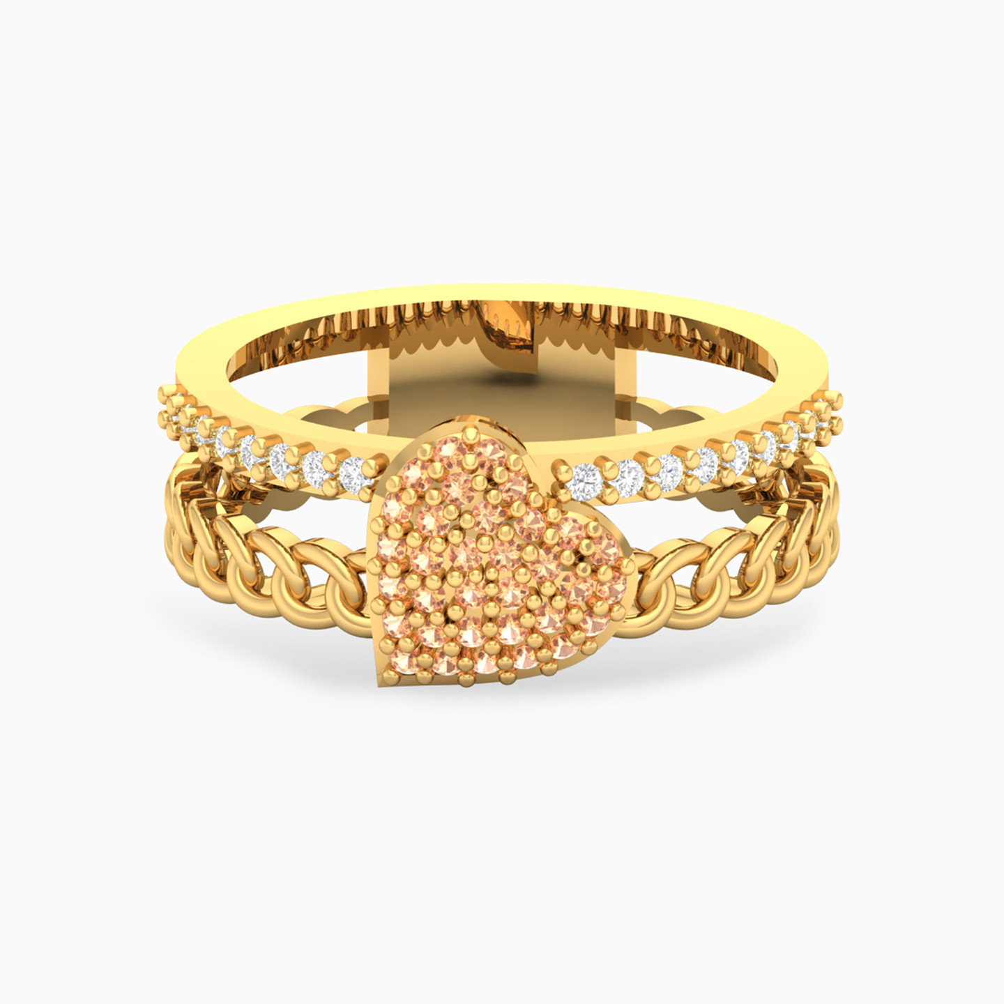 18K Gold Colored Stones Statement Ring