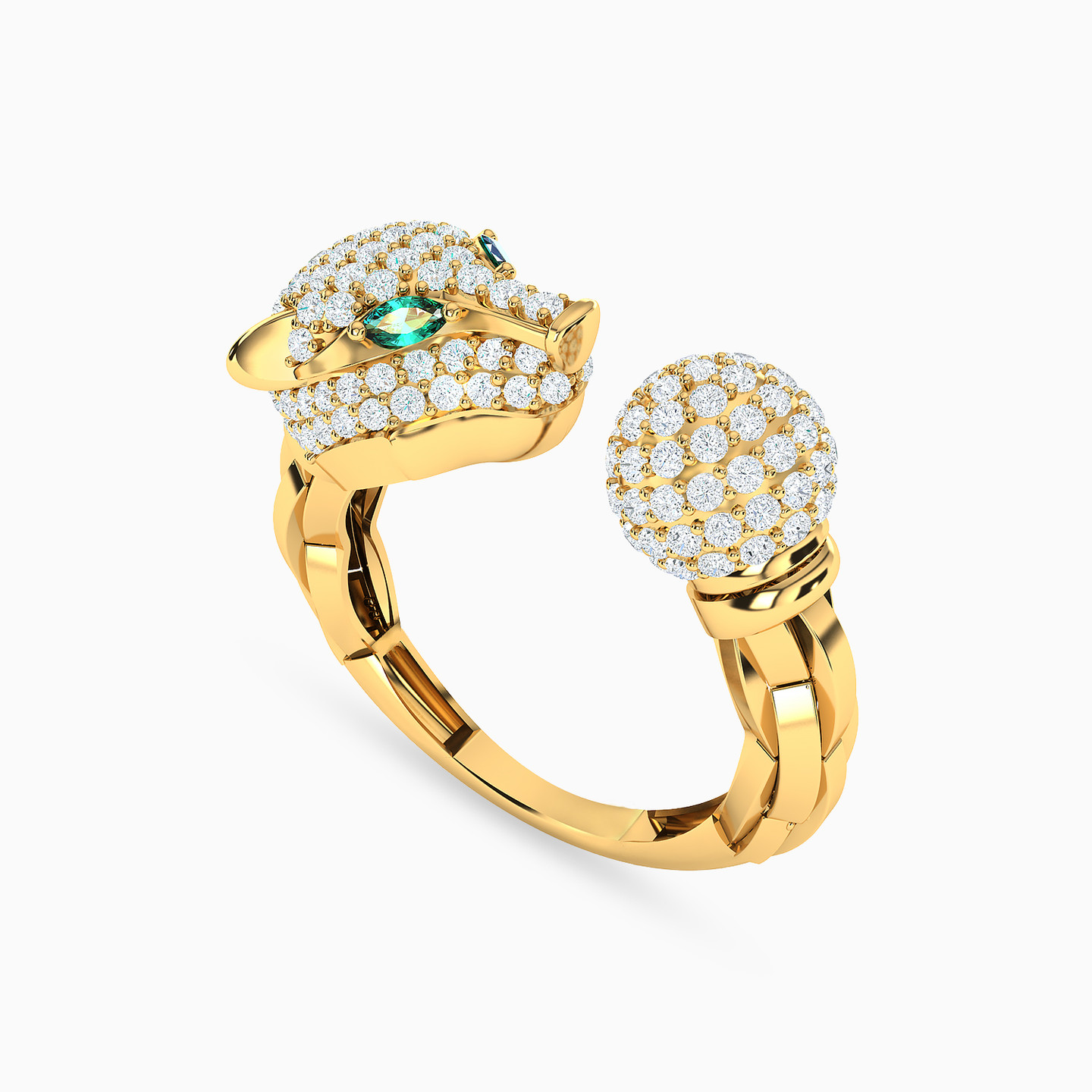 Panther Green Stones Half Set in 18K Gold (2 Pieces) - 5