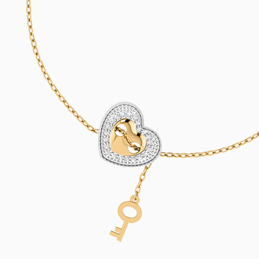 Heart Diamond Chain Bracelet in 18K Gold - 2 Heart Diamond Chain Bracelet in 18K Gold - 2