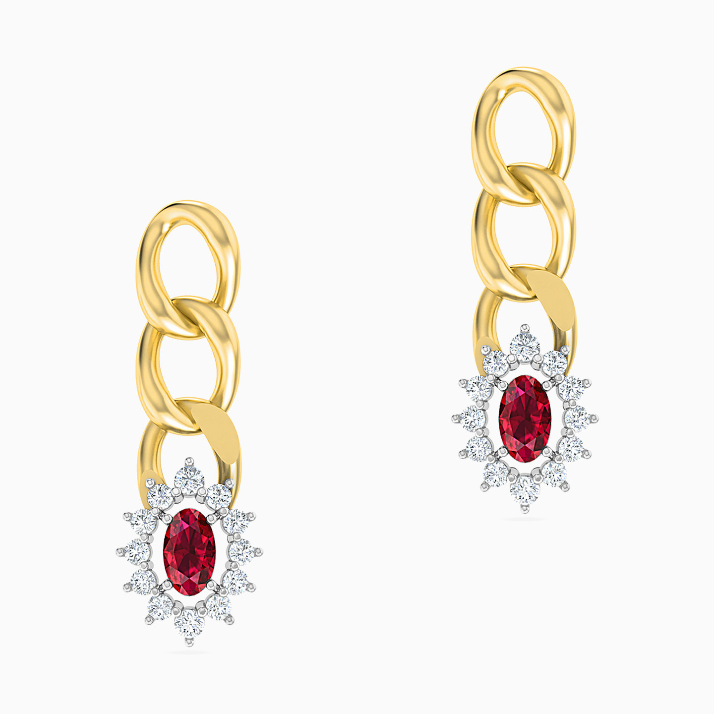 18K Gold Diamond & Colored Stones Drop Earrings