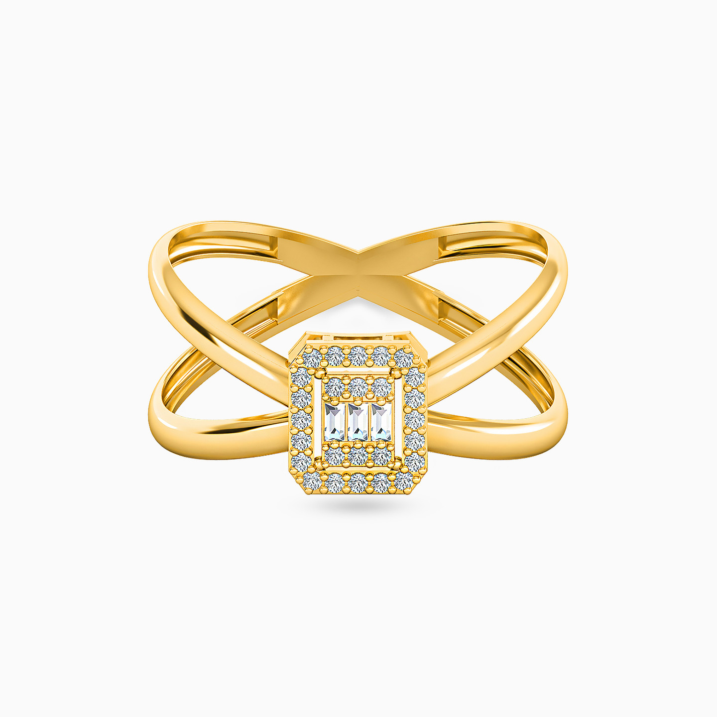 Square Cubic Zirconia Ring in 21K Gold Square Cubic Zirconia Ring in 21K Gold