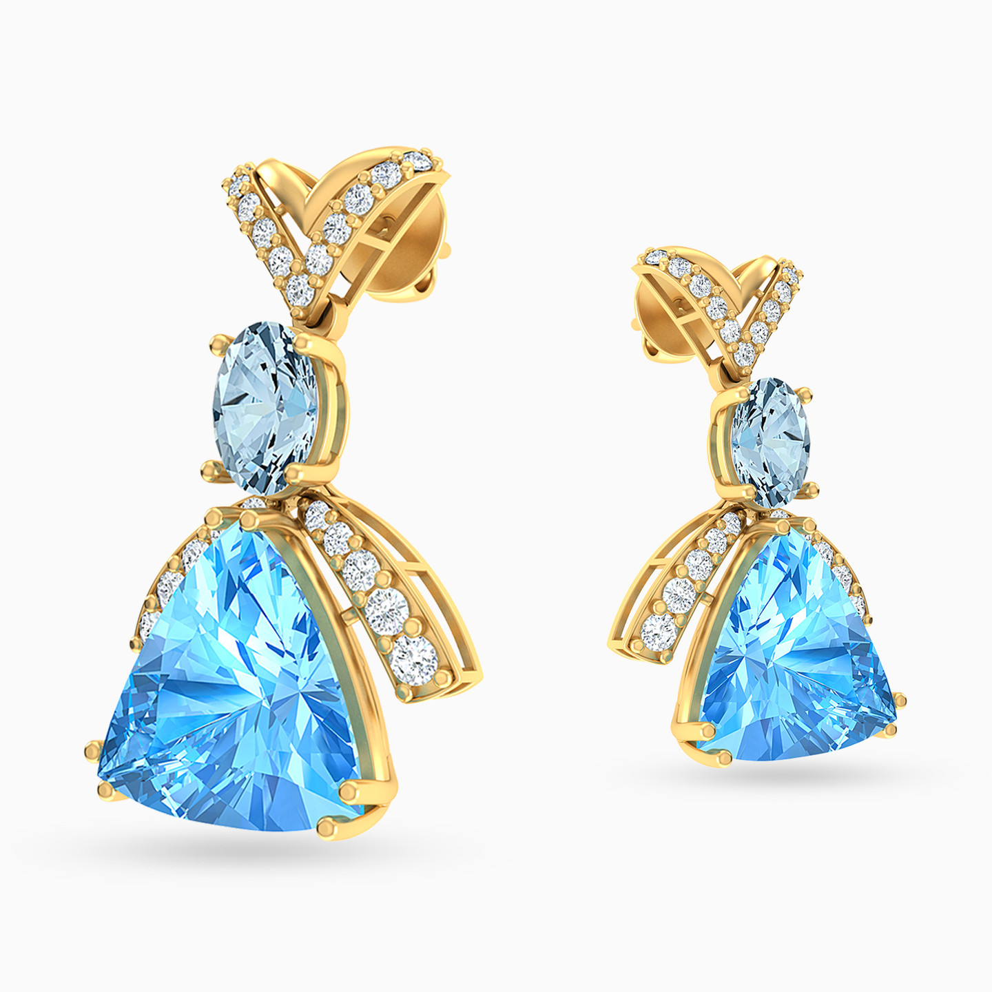 18K Gold Colored Stones Drop Earrings - 3