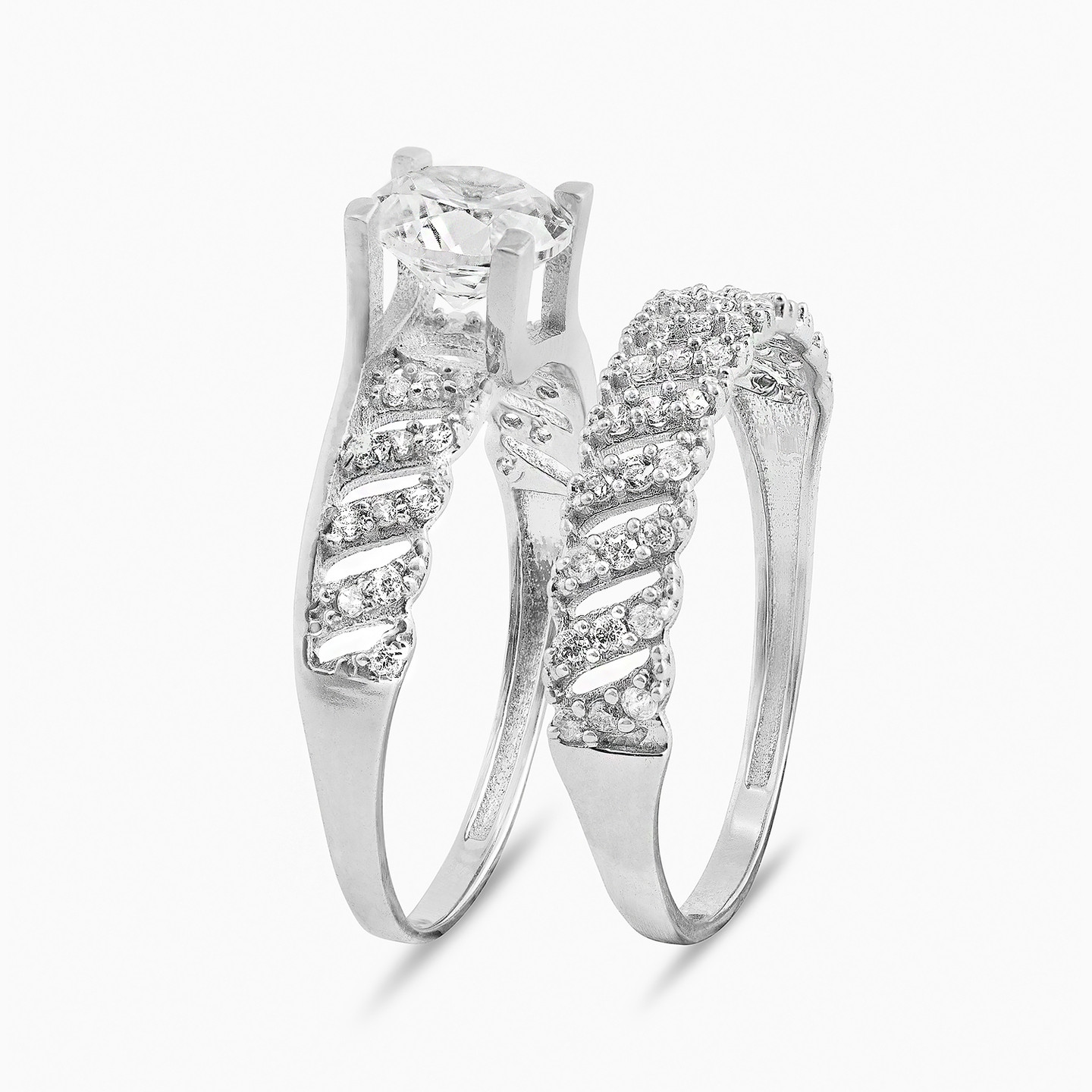 18K Gold Cubic Zirconia Twin Rings