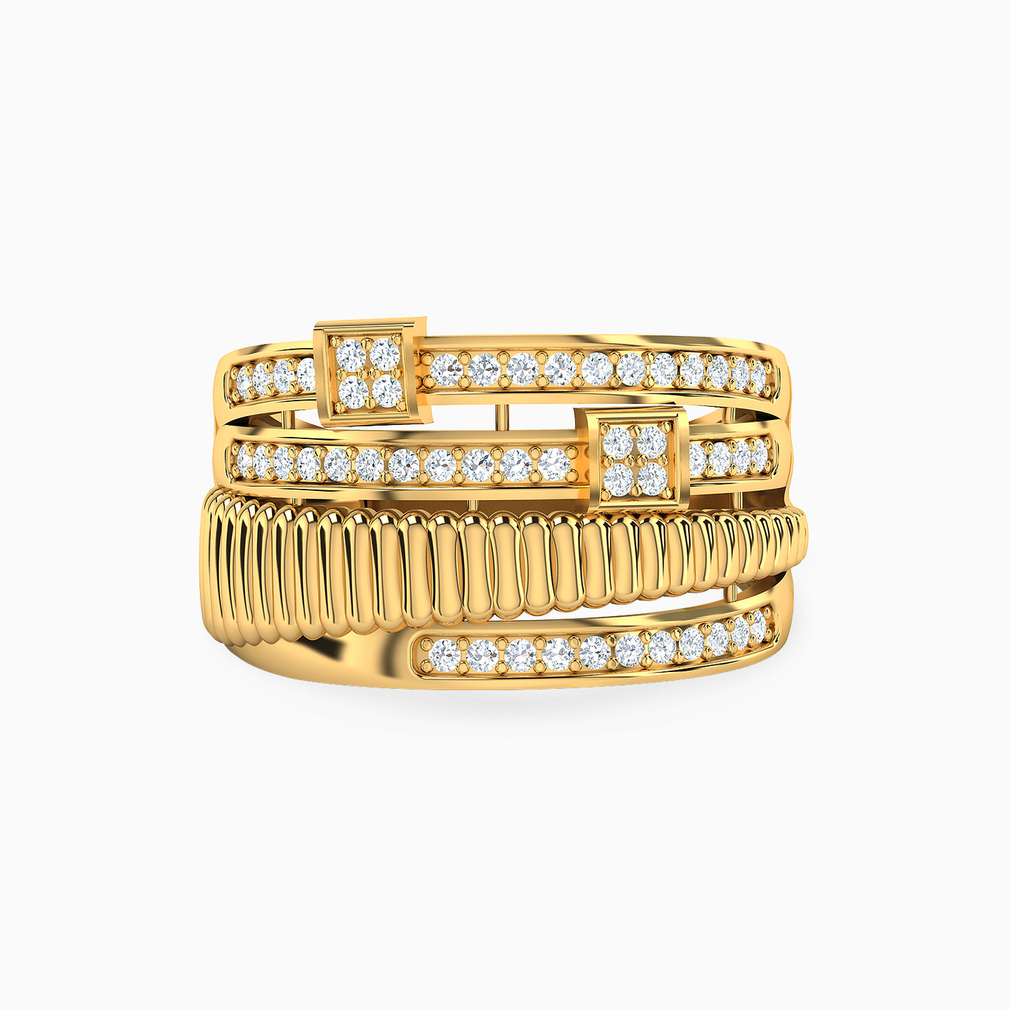 Textured Cubic Zirconia Ring in 21K Gold