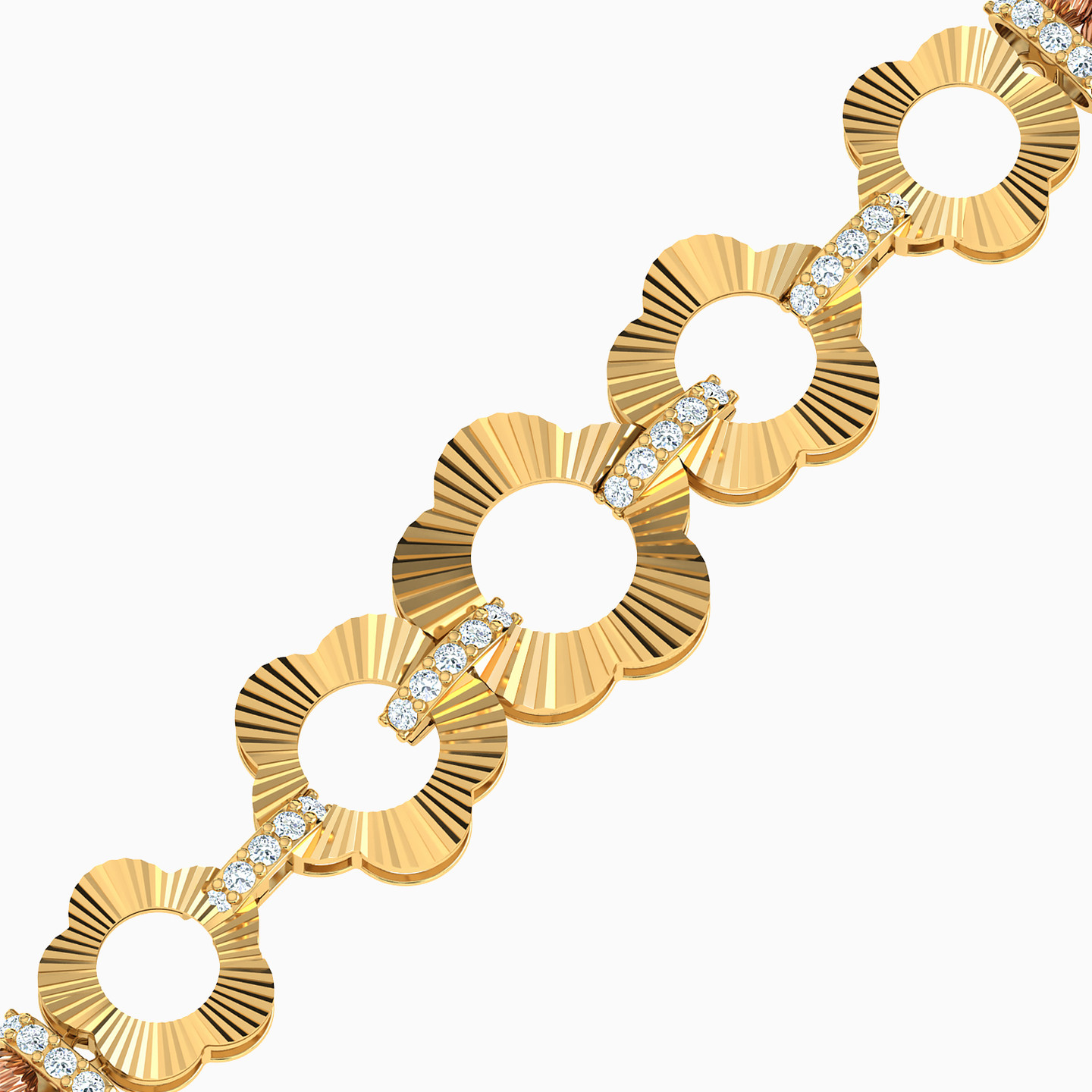 21K Gold Cubic Zirconia Chain Bracelet - 2