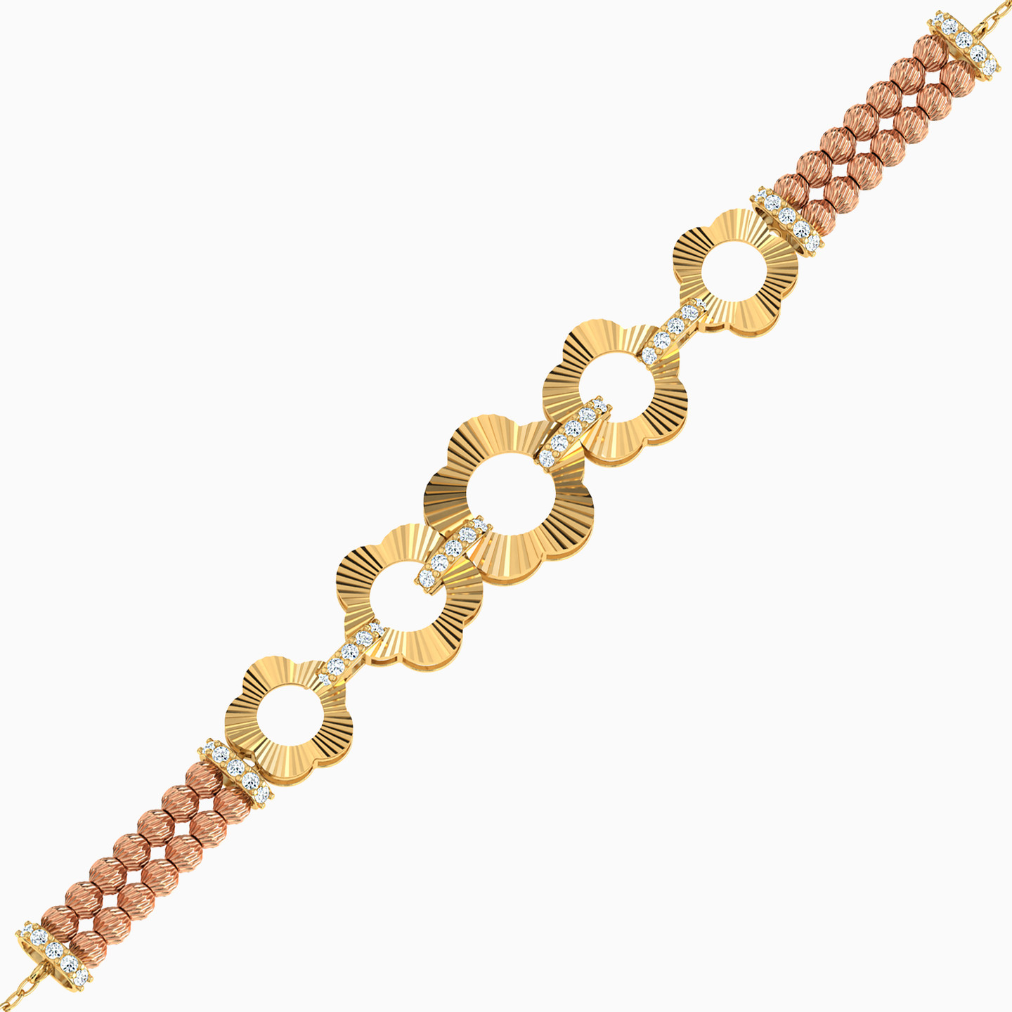 21K Gold Cubic Zirconia Chain Bracelet - 3