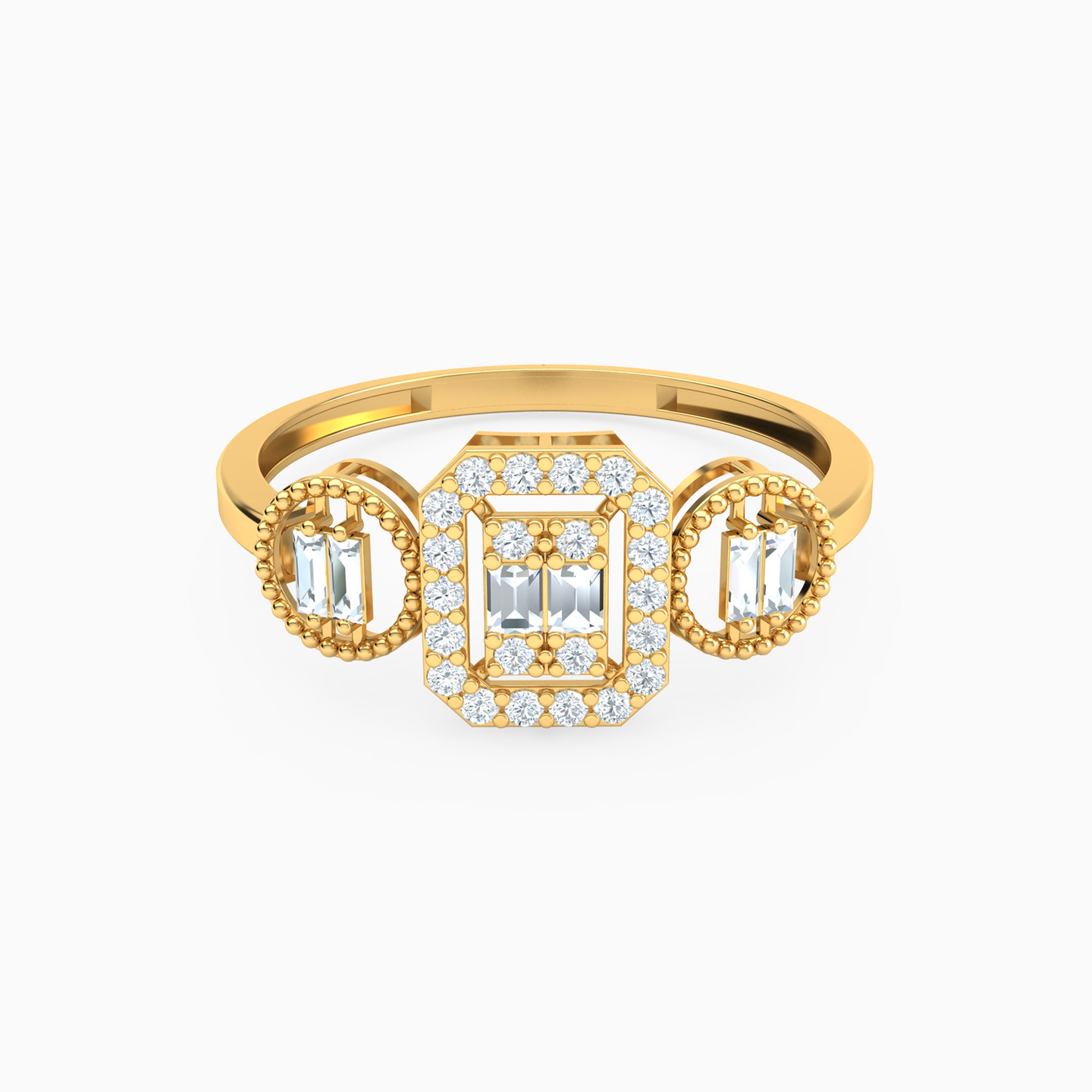 Octagon Cubic Zirconia Full Set in 18K Gold (4 Pieces) - 3