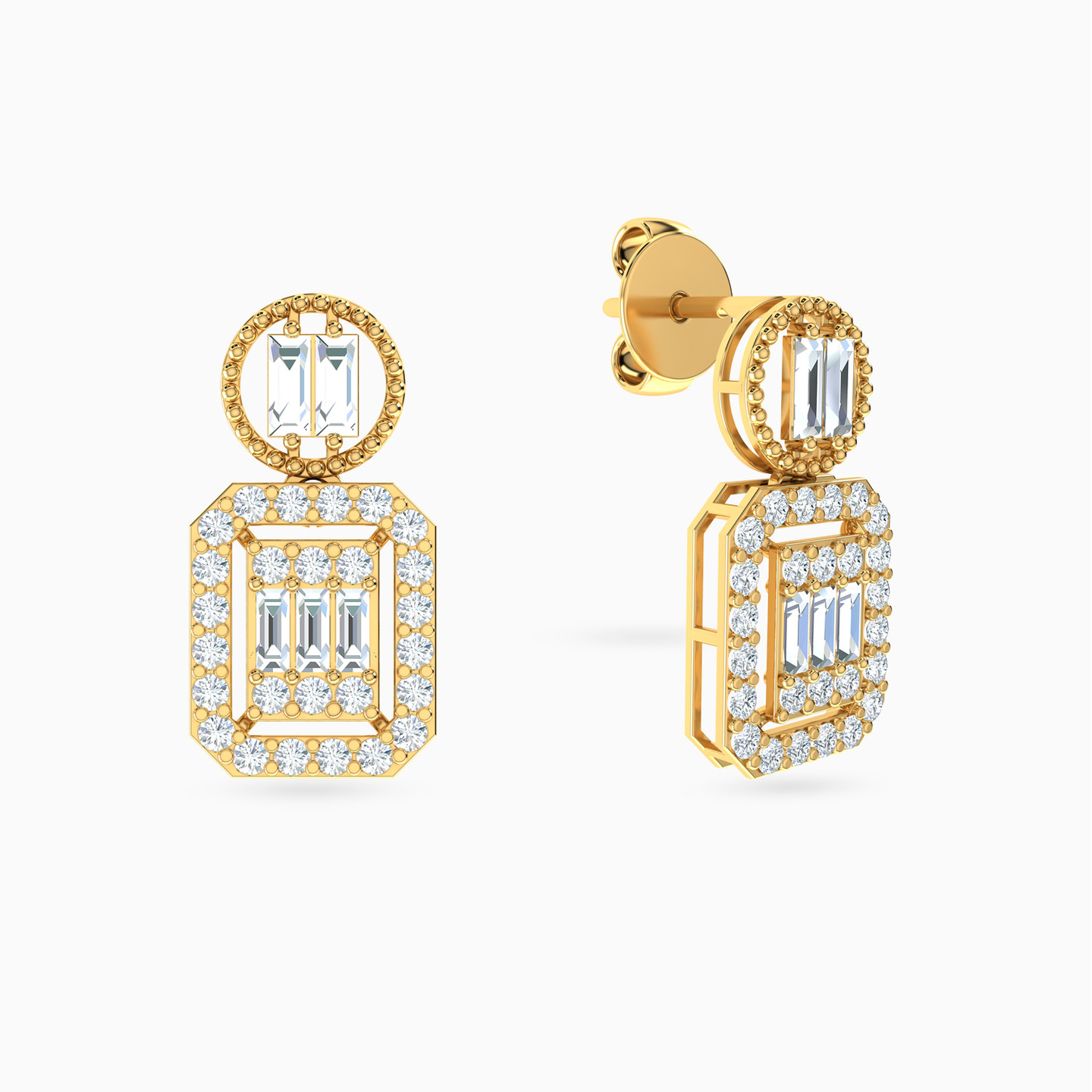 Octagon Cubic Zirconia Full Set in 18K Gold (4 Pieces) - 4