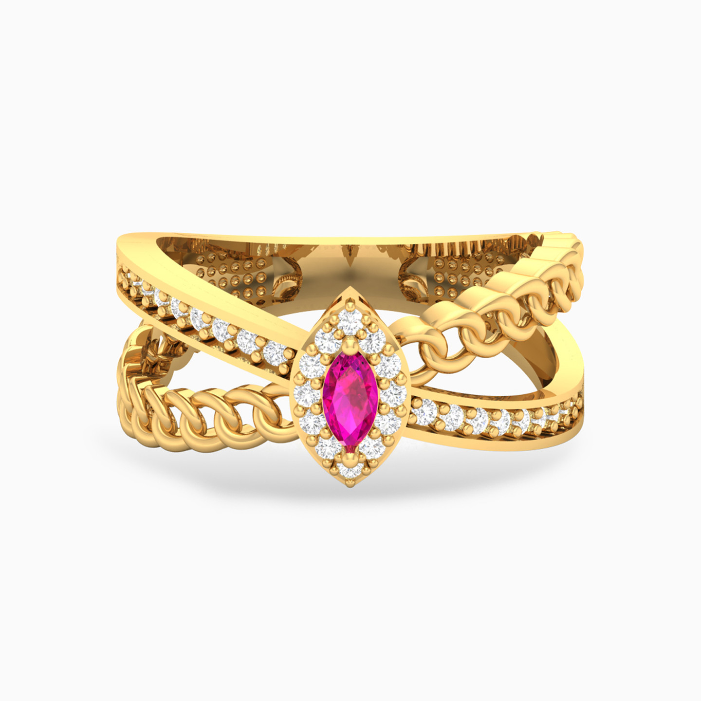 18K Gold Colored Stones Statement Ring