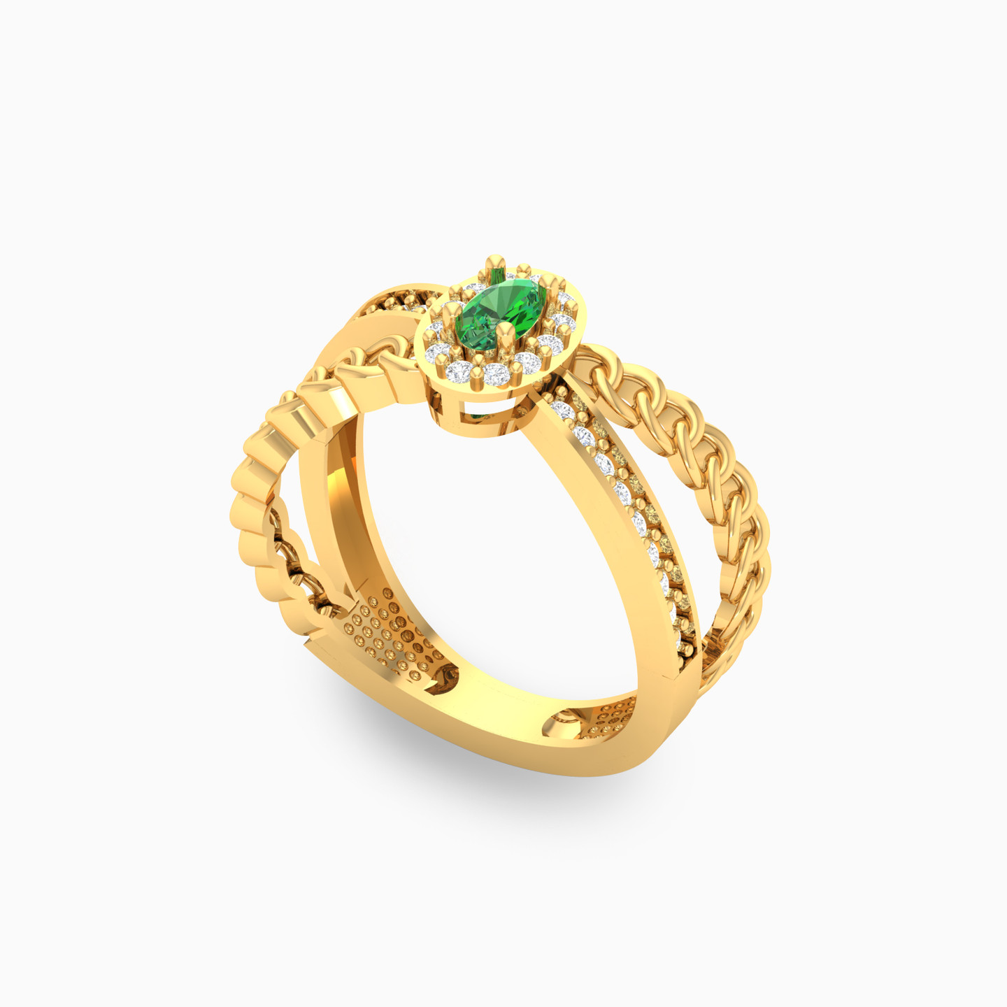 18K Gold Colored Stones Statement Ring - 2