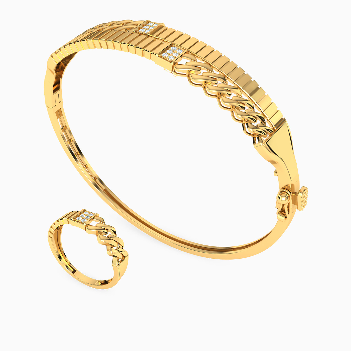 Links Cubic Zirconia Half Set in 21K Gold (2 Pieces) Links Cubic Zirconia Half Set in 21K Gold (2 Pieces)