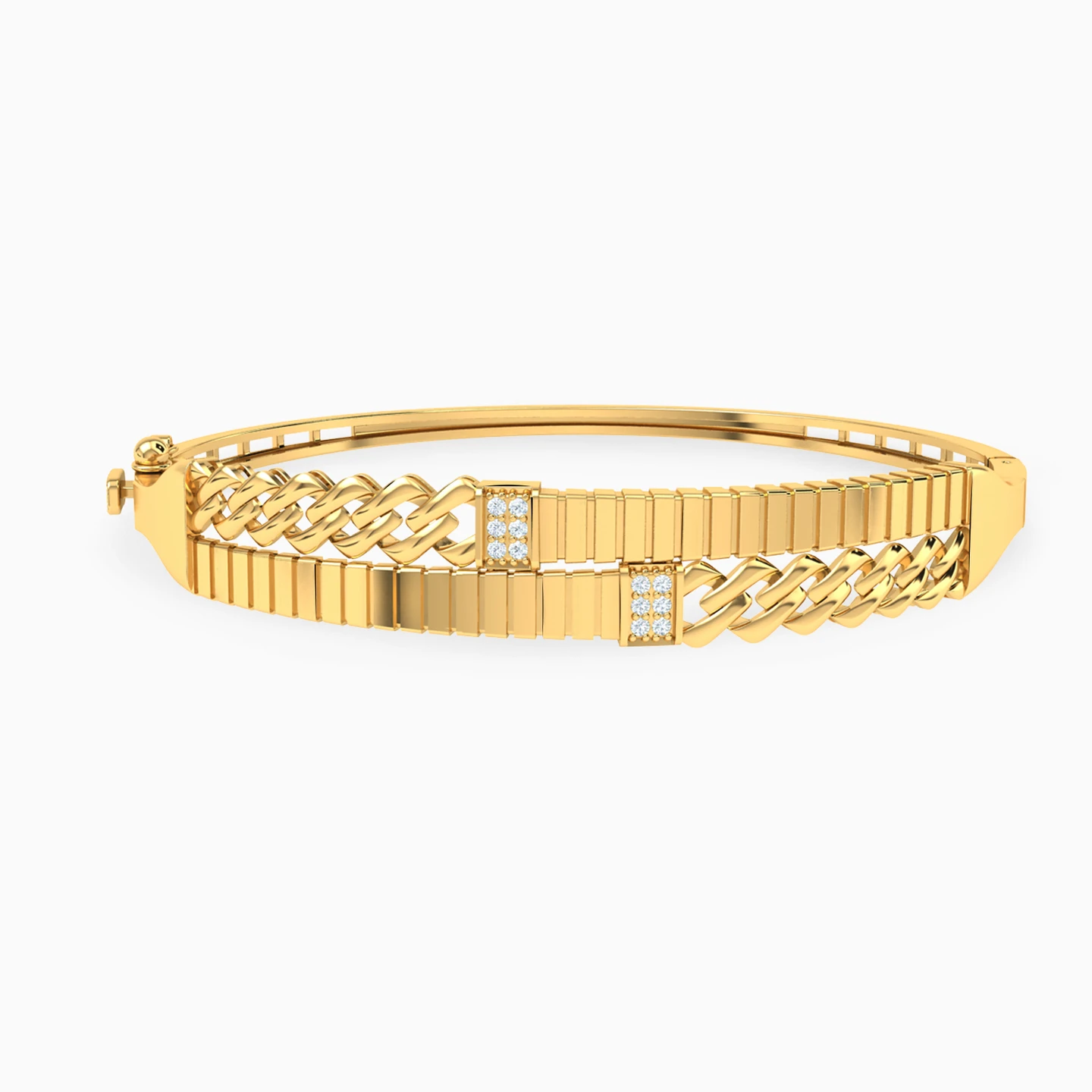 Links Cubic Zirconia Half Set in 21K Gold (2 Pieces) - 2 Links Cubic Zirconia Half Set in 21K Gold (2 Pieces) - 2