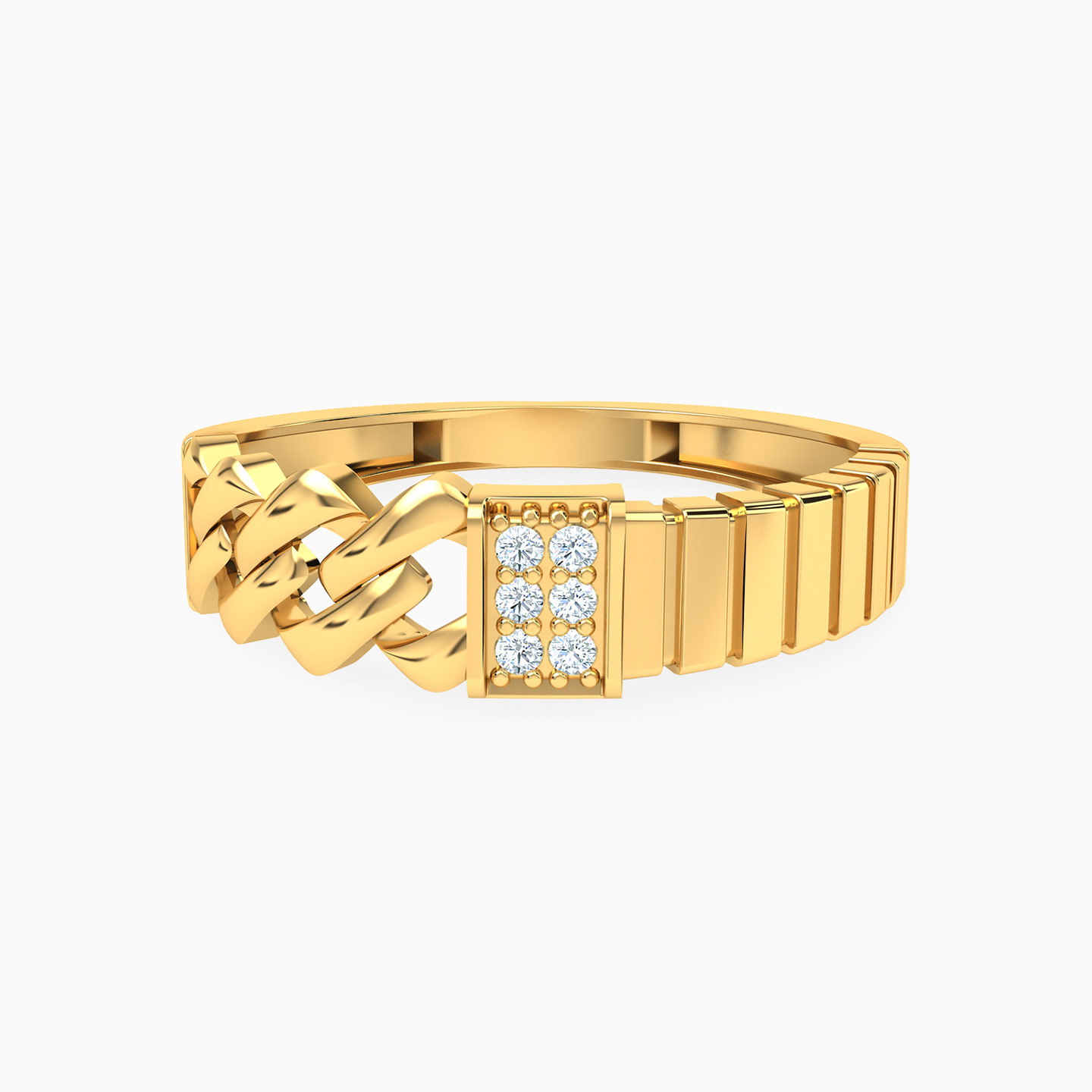 Links Cubic Zirconia Half Set in 21K Gold (2 Pieces) - 3 Links Cubic Zirconia Half Set in 21K Gold (2 Pieces) - 3
